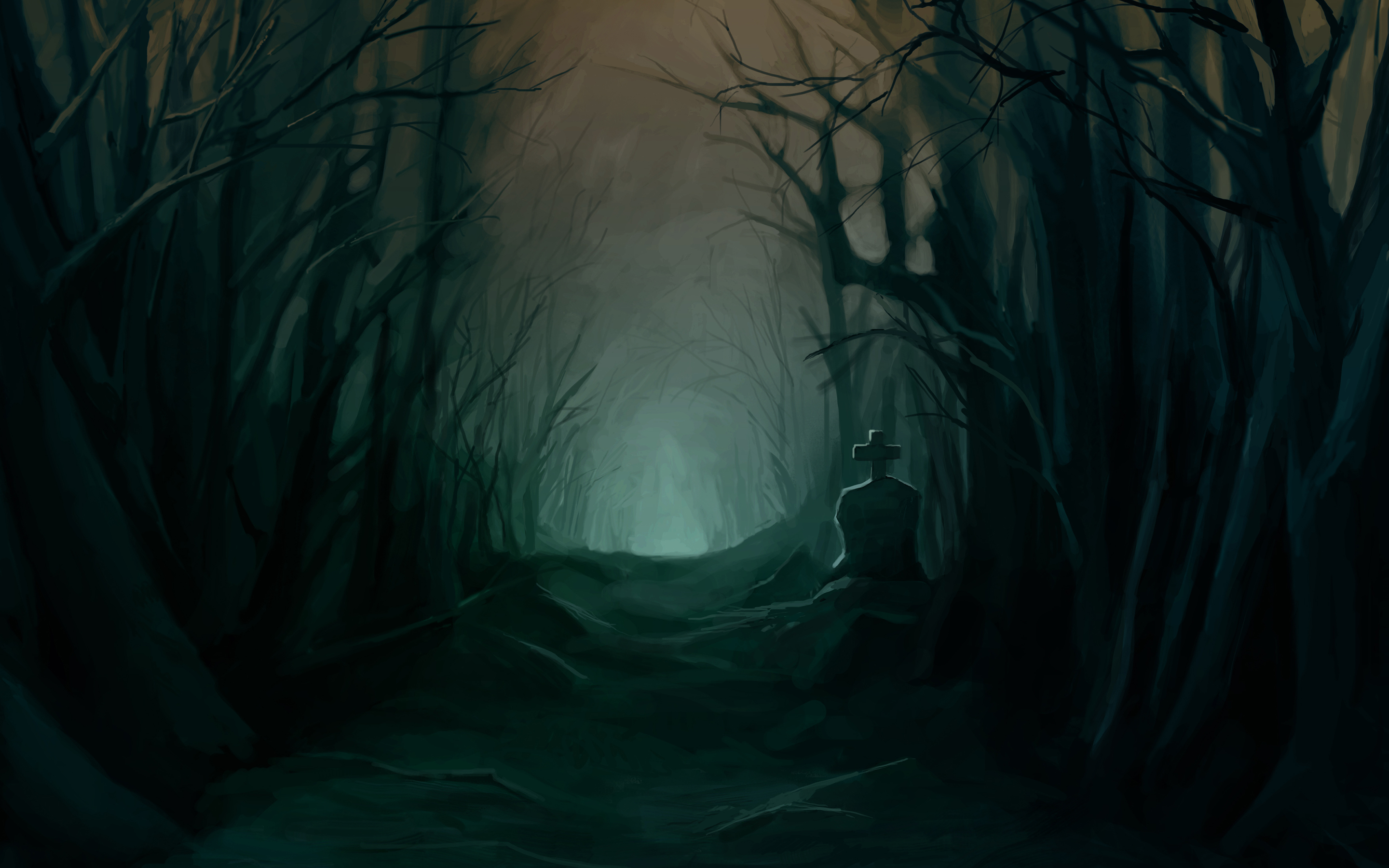 2880x1800 49+] Dark Scary Forest Wallpaper