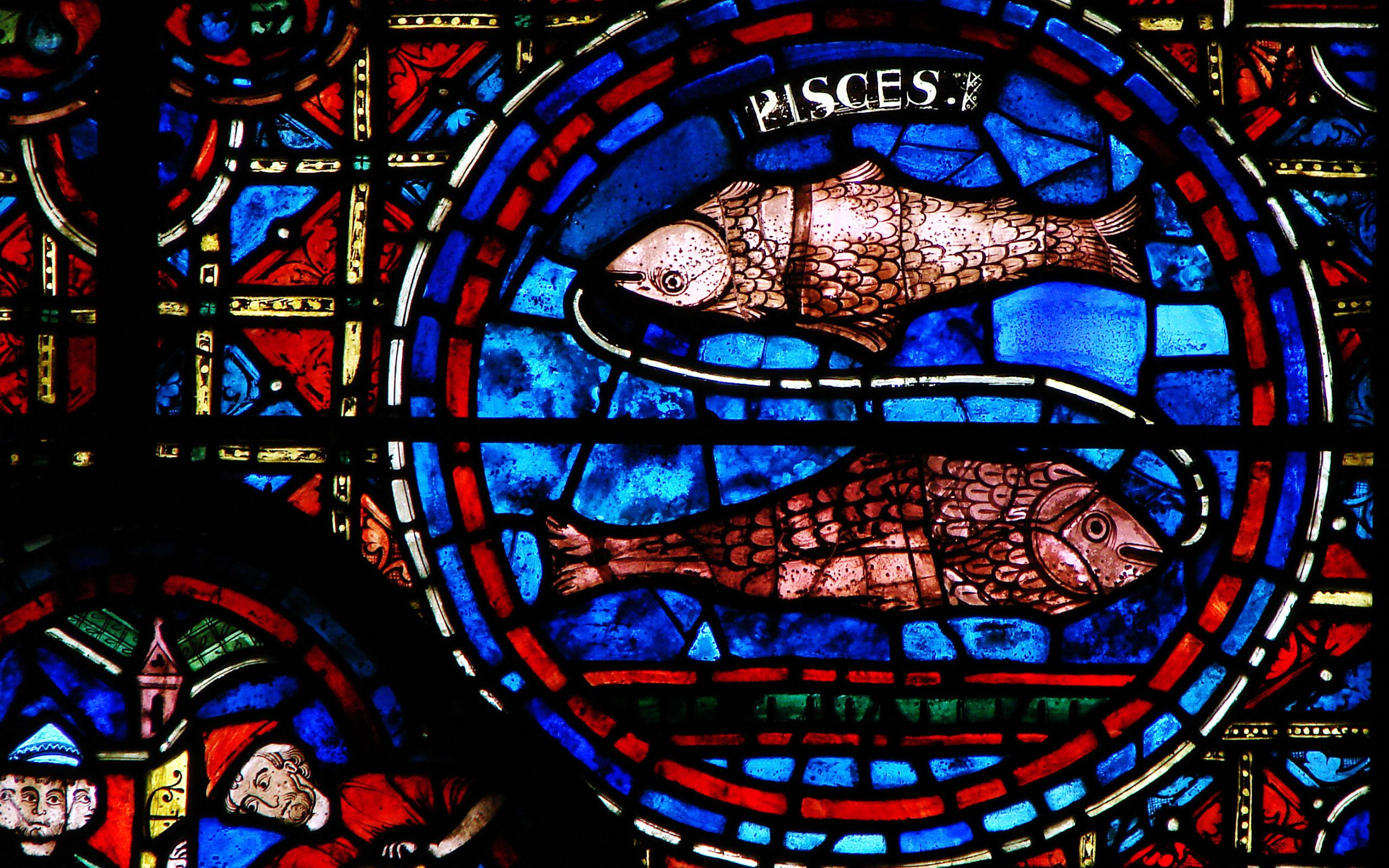 2560x1600 Pisces, stained glass Desktop wallpapers | Chartres, Medieval stained glass, Astrology pisces