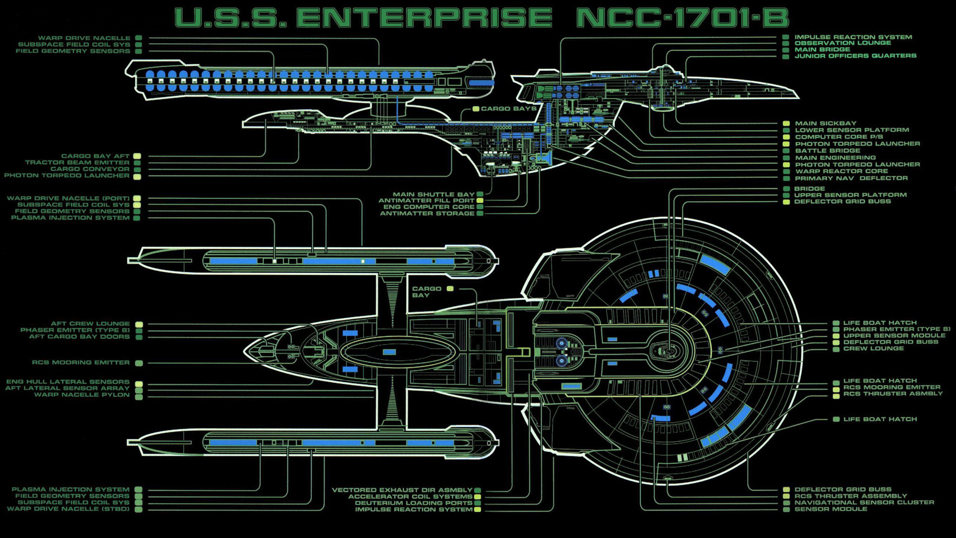 1920x1080 Fondos de pantalla : Star Trek, Nave espacial USS Enterprise, Excelsior Class, USS Enterprise NCC 1701 B, Deck Plans JIAHUI08 1857513 Fondos de pantalla