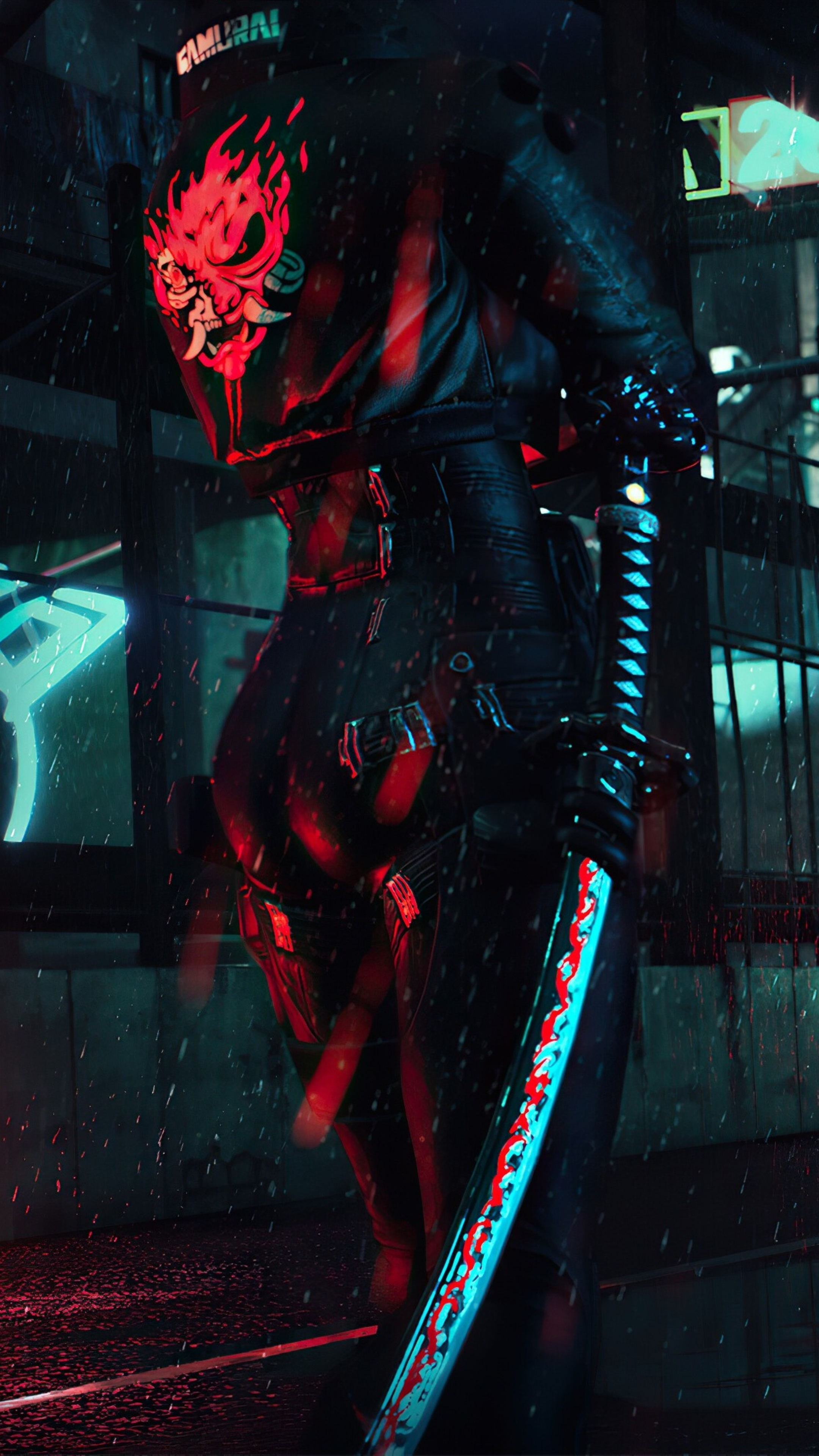 2160x3840 Samurai Sword Girl Cyberpunk 2077 Sony Xperia X,XZ,Z5 Premium HD 4k Wallpapers, Images, Backgrounds, Photos and Pictures