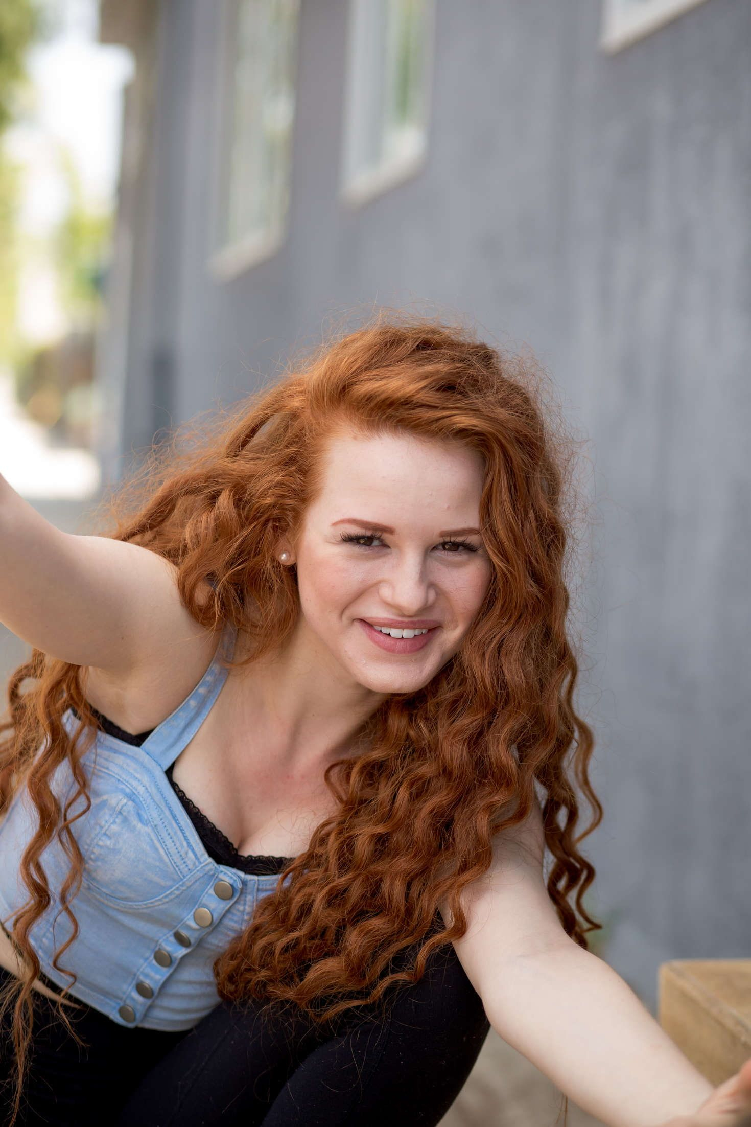 1470x2205 women #model #redhead long hair Madelaine Petsch #actress wavy hair portrait display women outdoors #smiling bare shou&acirc;&#128;&brvbar; | Long hair styles, Red hair woman, Redhead