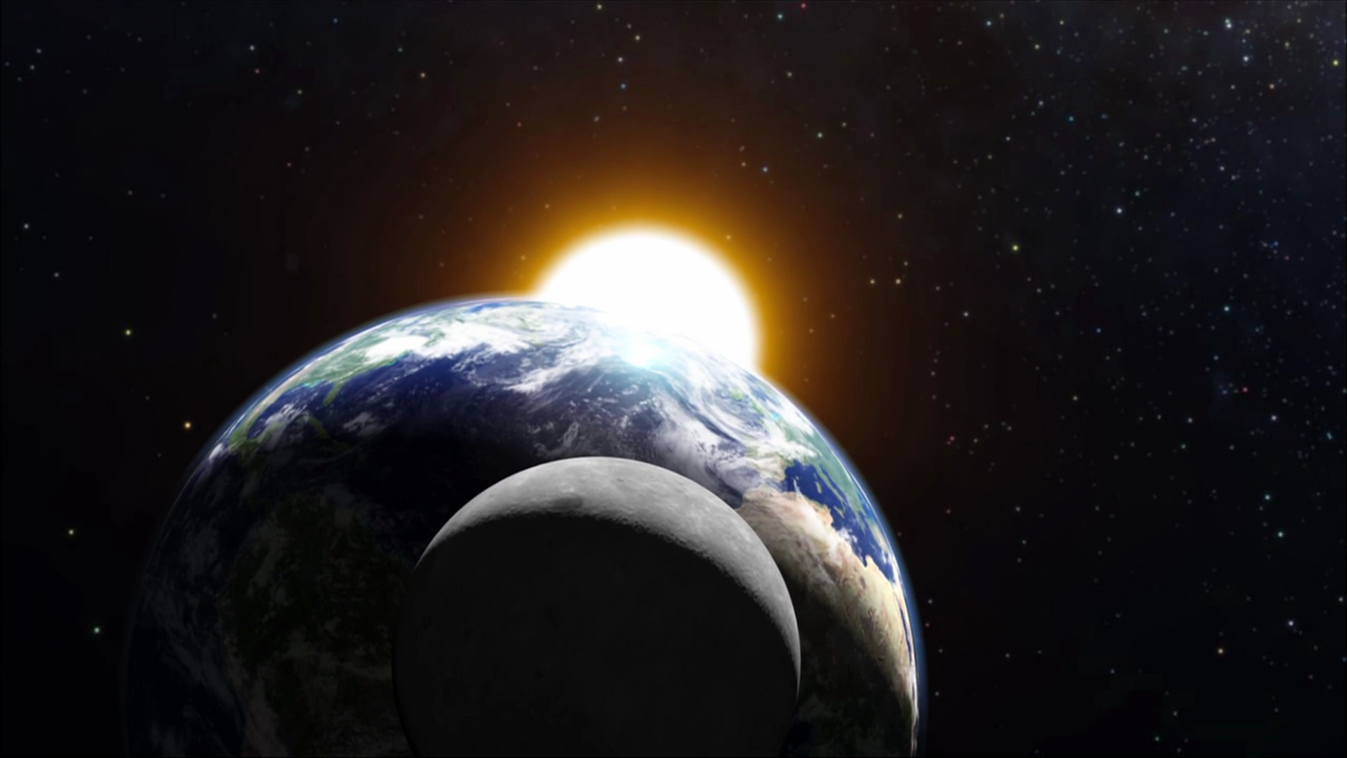 1920x1080 The earth, moon and sun Full size | Gifex | Sun and earth, Planets, Lunar eclipse