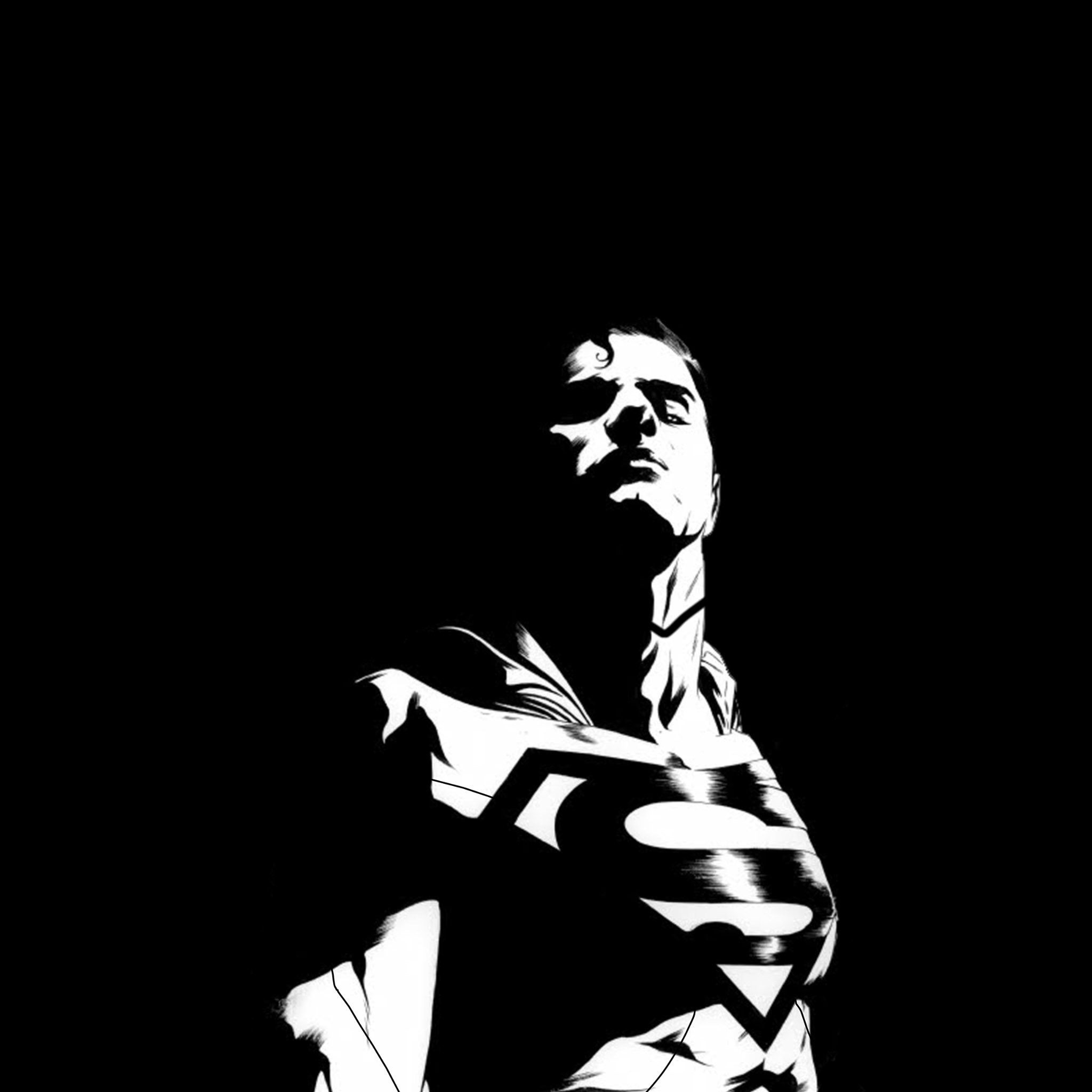 2048x2048 Black and White Superman Wallpapers Top Free Black and White Superman Backgrounds