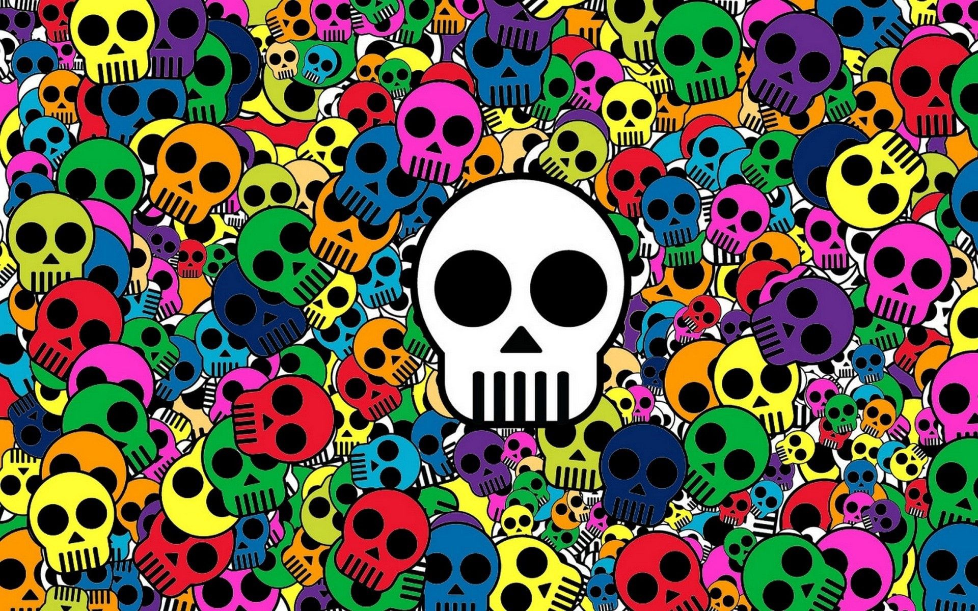 1920x1200 Mobile wallpaper: Skull, Abstract, Background, Bright, Multicolored, Motley, Skulls, 60222 download the picture for free
