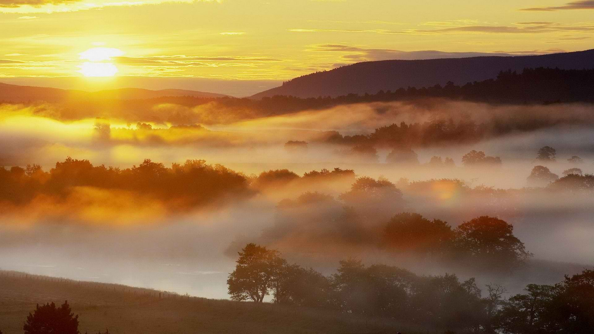 1920x1080 Sunrise and Misty Mountains | Sunset wallpaper, Sunrise wallpaper, Sunrise pictures