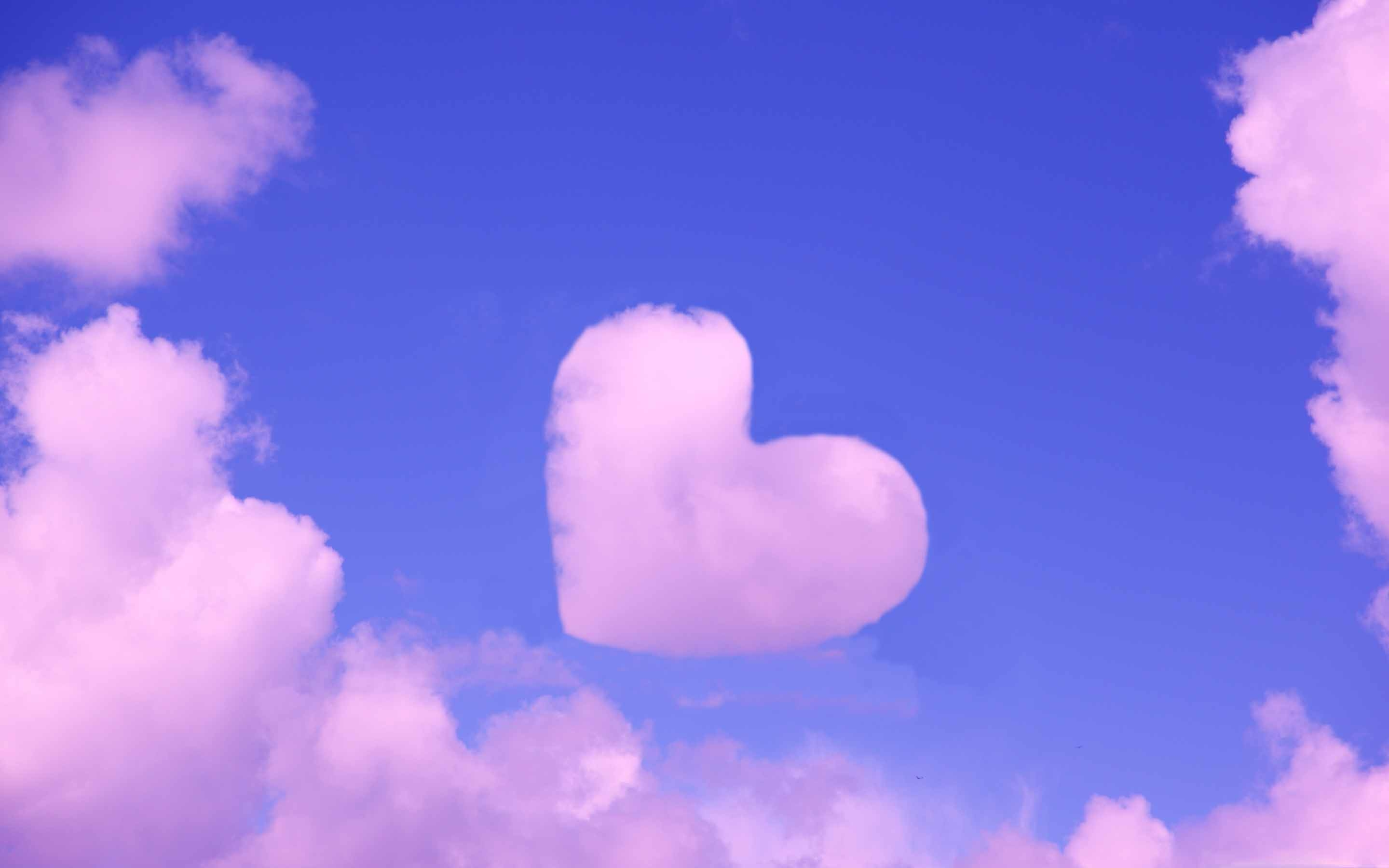 2880x1800 Pink Heart Cloud MacBook Air Wallpaper Download