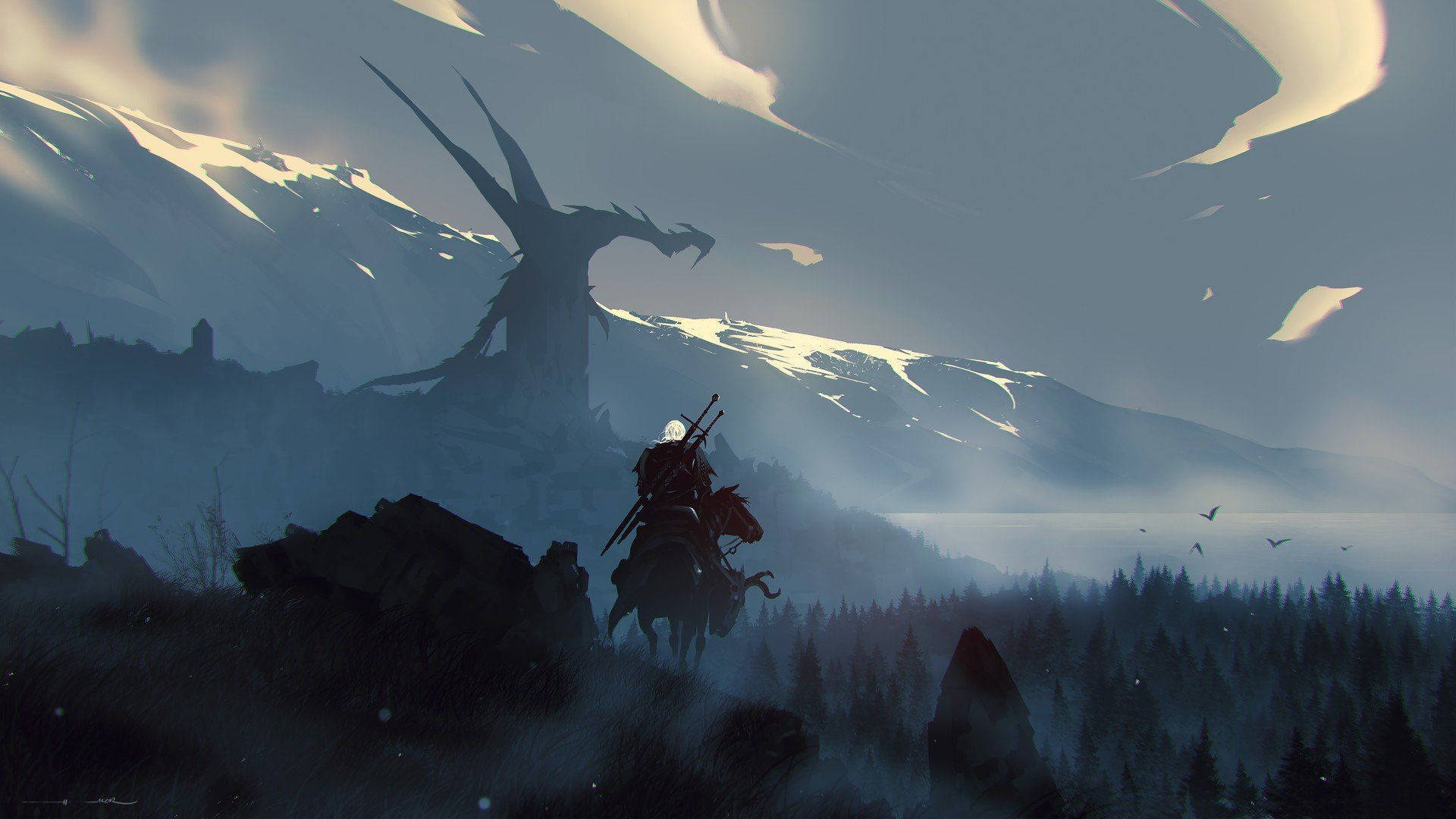 1920x1080 Download The Witcher 3 Geralt Through Mountains Wallpaper