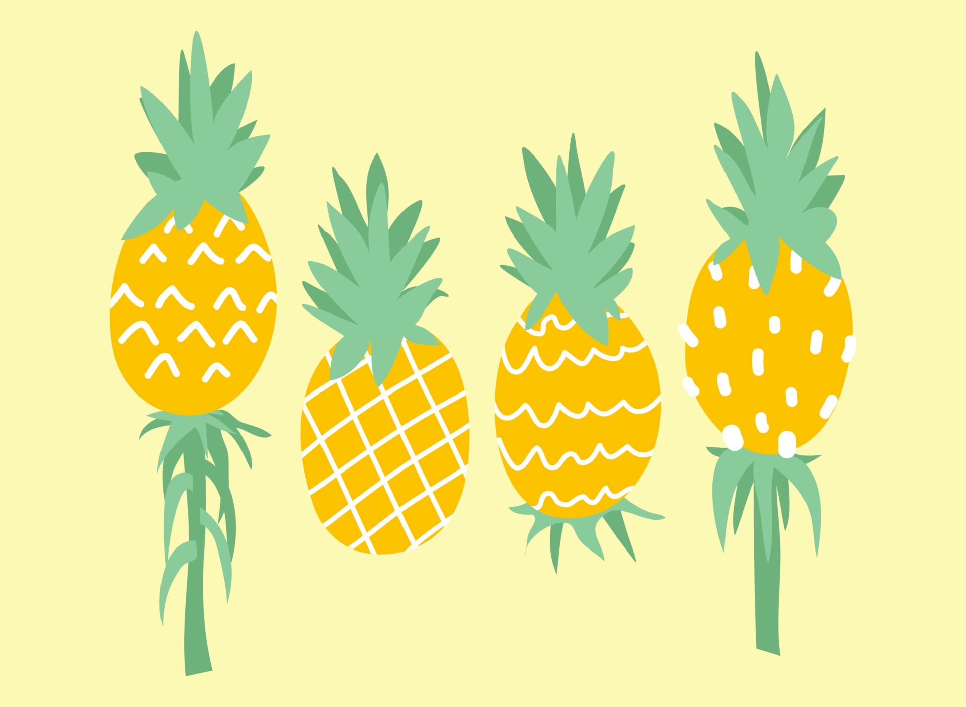 1920x1405 Ripe Yellow Pineapple Wallpaper For Phone. Pineapple Vector Illustration Pattern On Isolated Yellow Background. 3584337 Vector Art