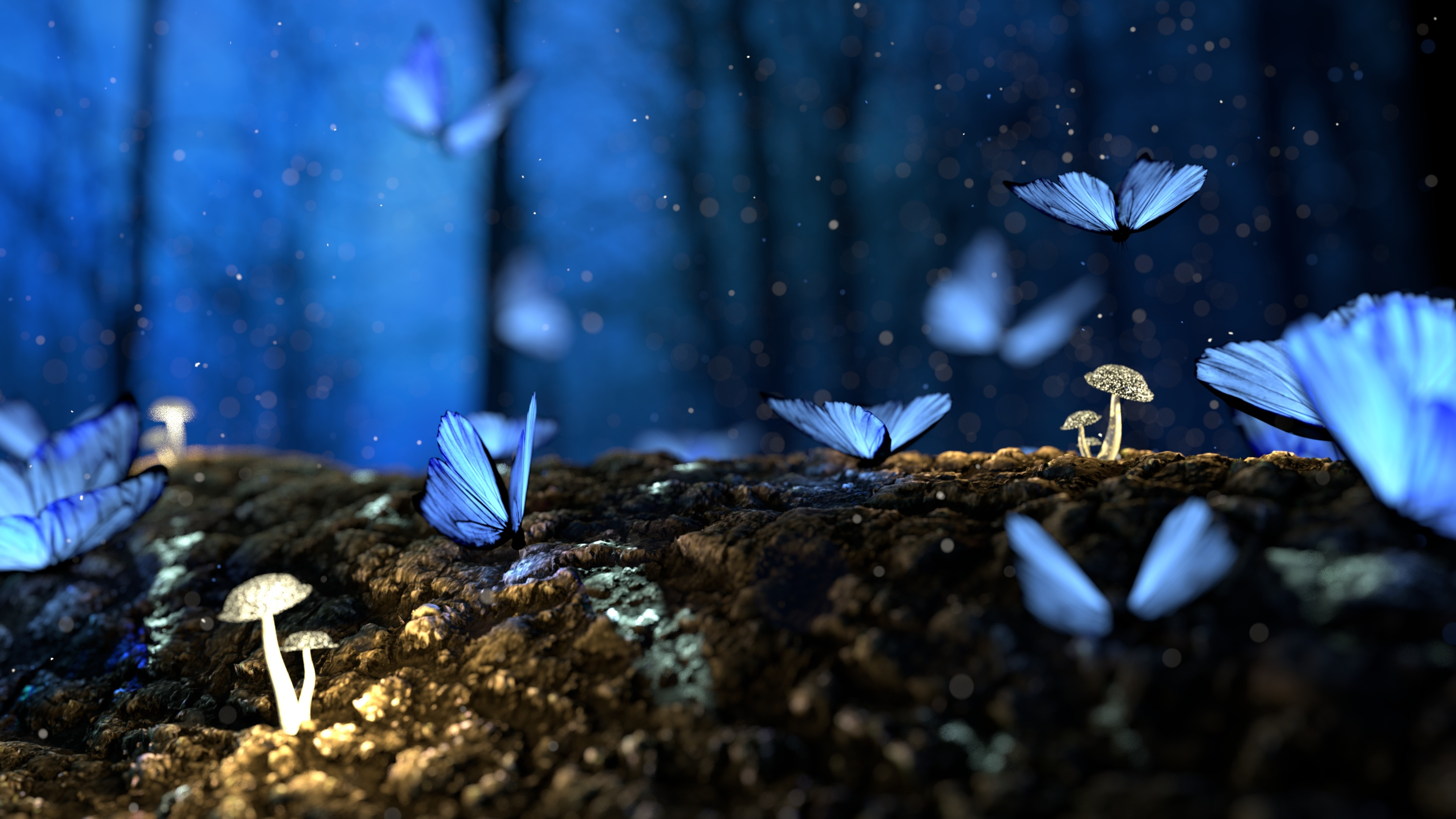 3840x2160 Butterfly Mushrooms Forest Fantasy, HD Artist, 4k Wallpapers, Images, Backgrounds, Photos and Pictures