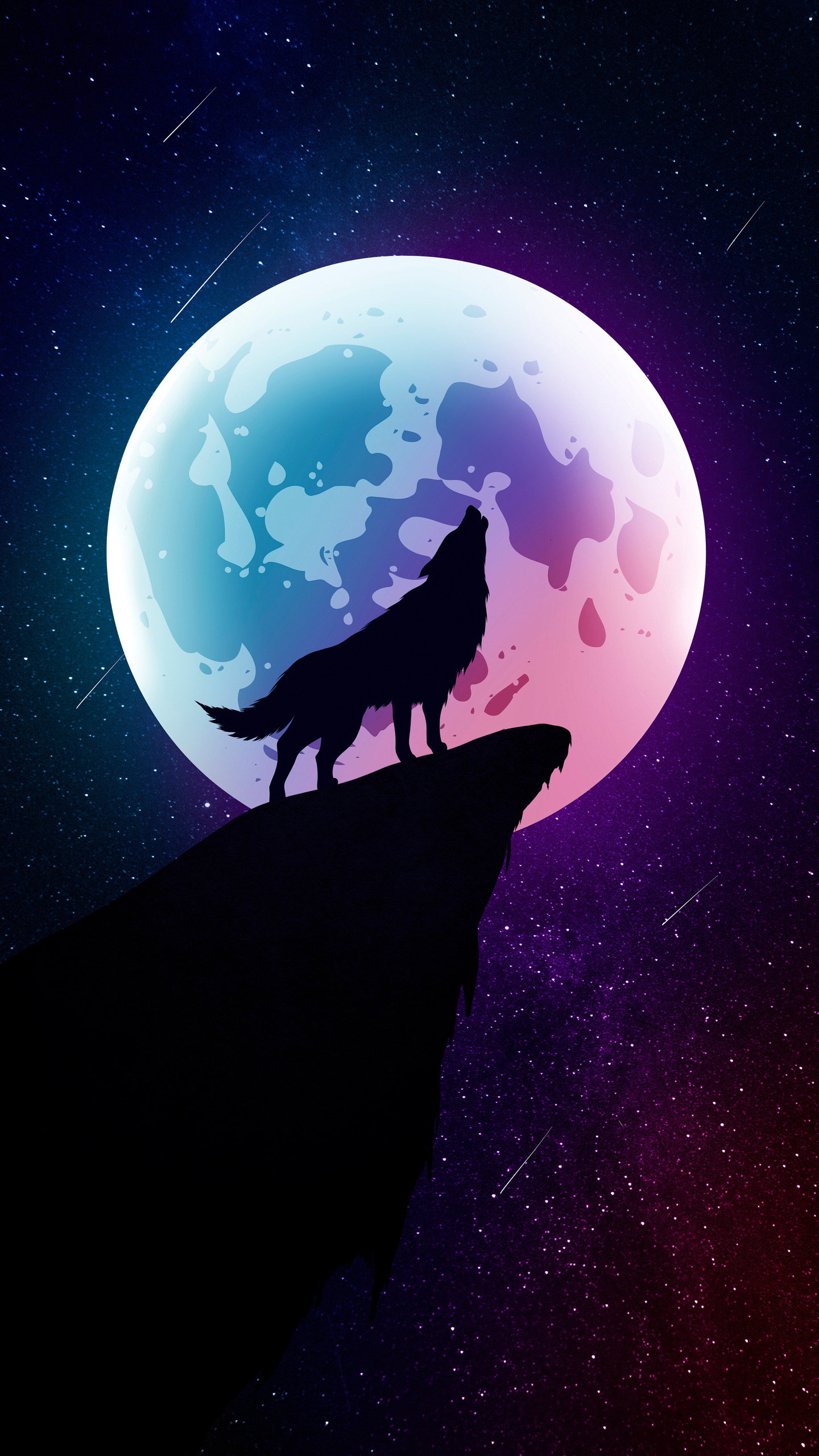 1440x2560 Wolf Howling Moon Night Minimal 5k Samsung Galaxy S6,S7 ,Google Pixel XL ,Nexus 6,6P ,LG G5 HD 4k Wallpapers, Images, Backgrounds, Photos and Pictures