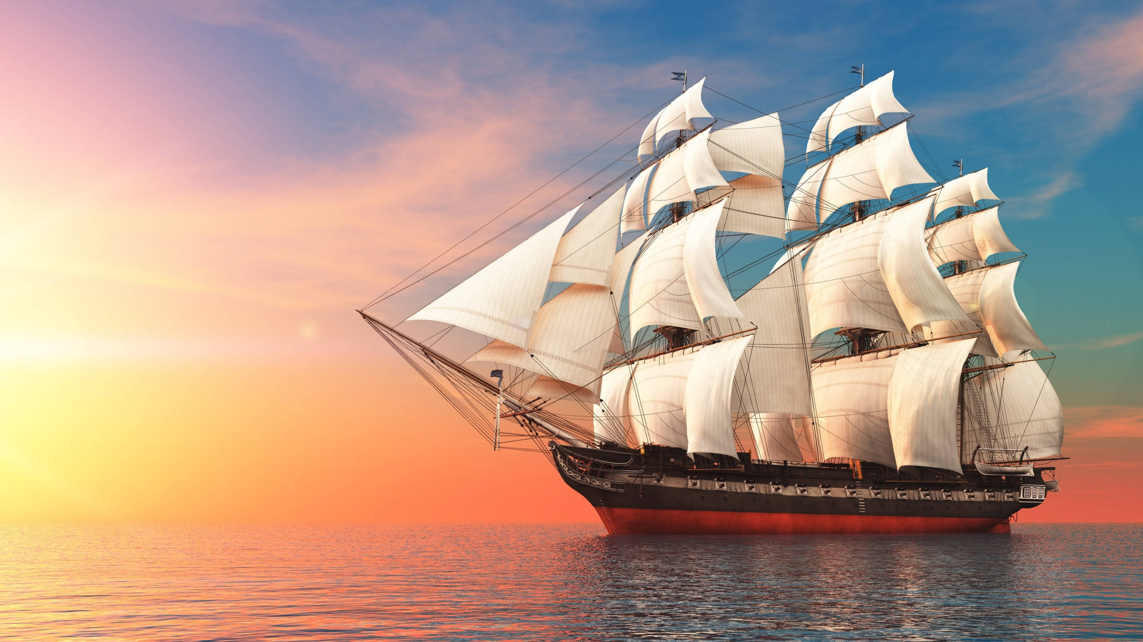3840x2160 Download Vintage Sailing Ship Wallpaper