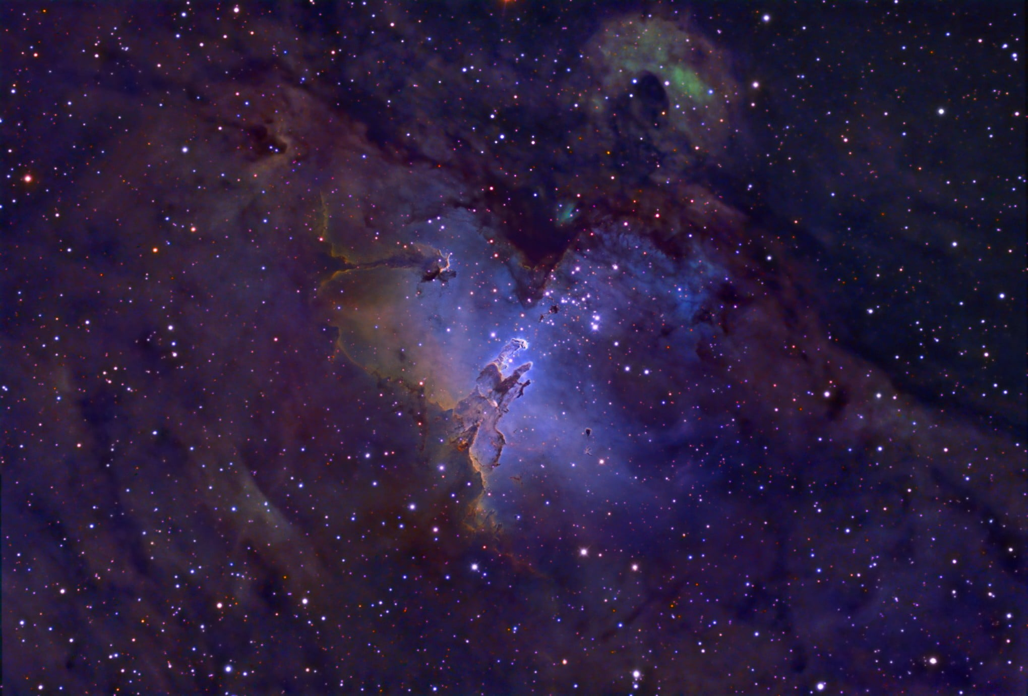 2039x1380 Purple galaxy, space, stars, nebula HD wallpaper