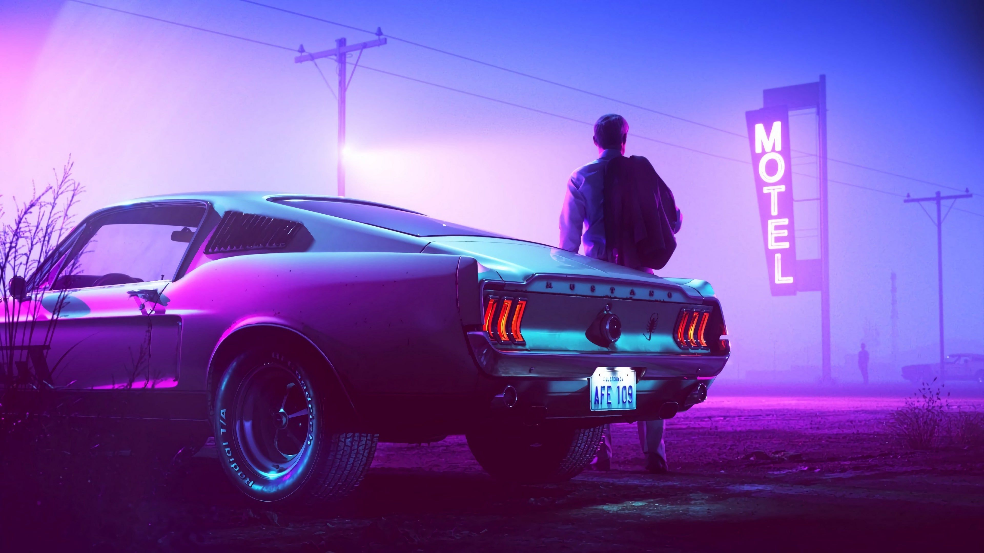 3840x2160 Retrowave Muscle Car Wallpapers