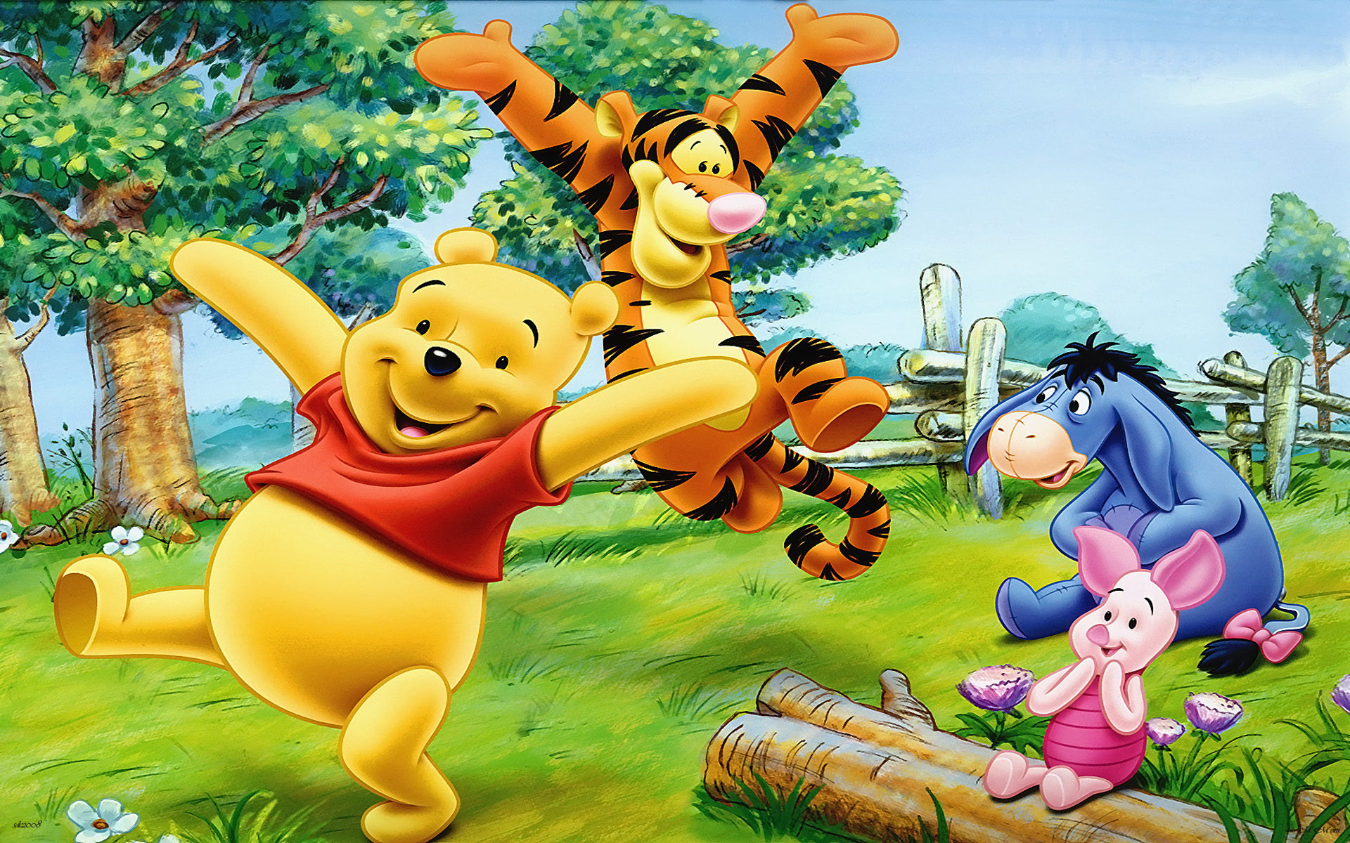 1920x1200 Cartoon Tigger Piglet And Winnie The Pooh Happy And Cheerful Friends Wallpapers Hd :