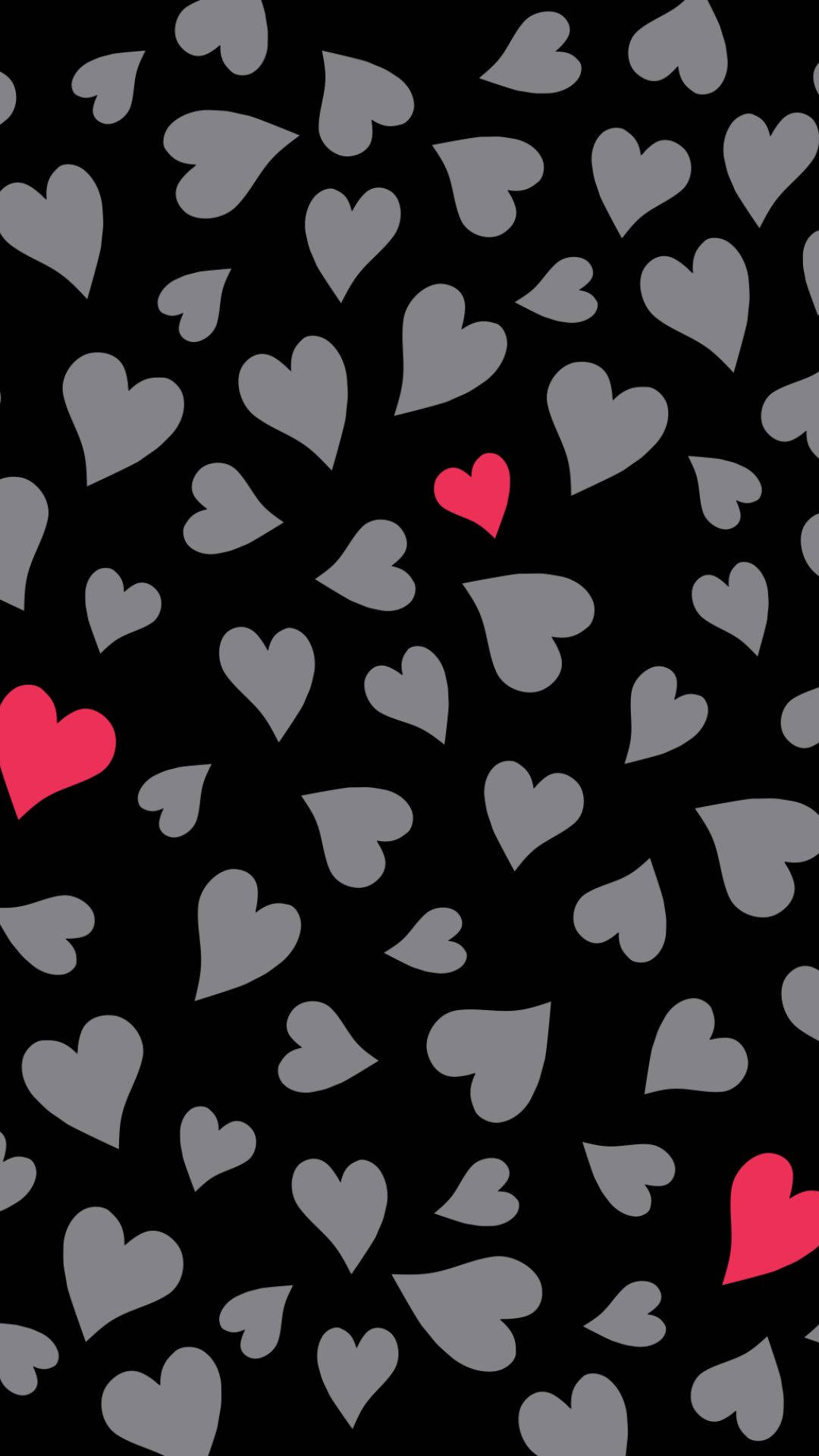 1080x1920 Download Black Hearts With Red Hearts Wallpaper