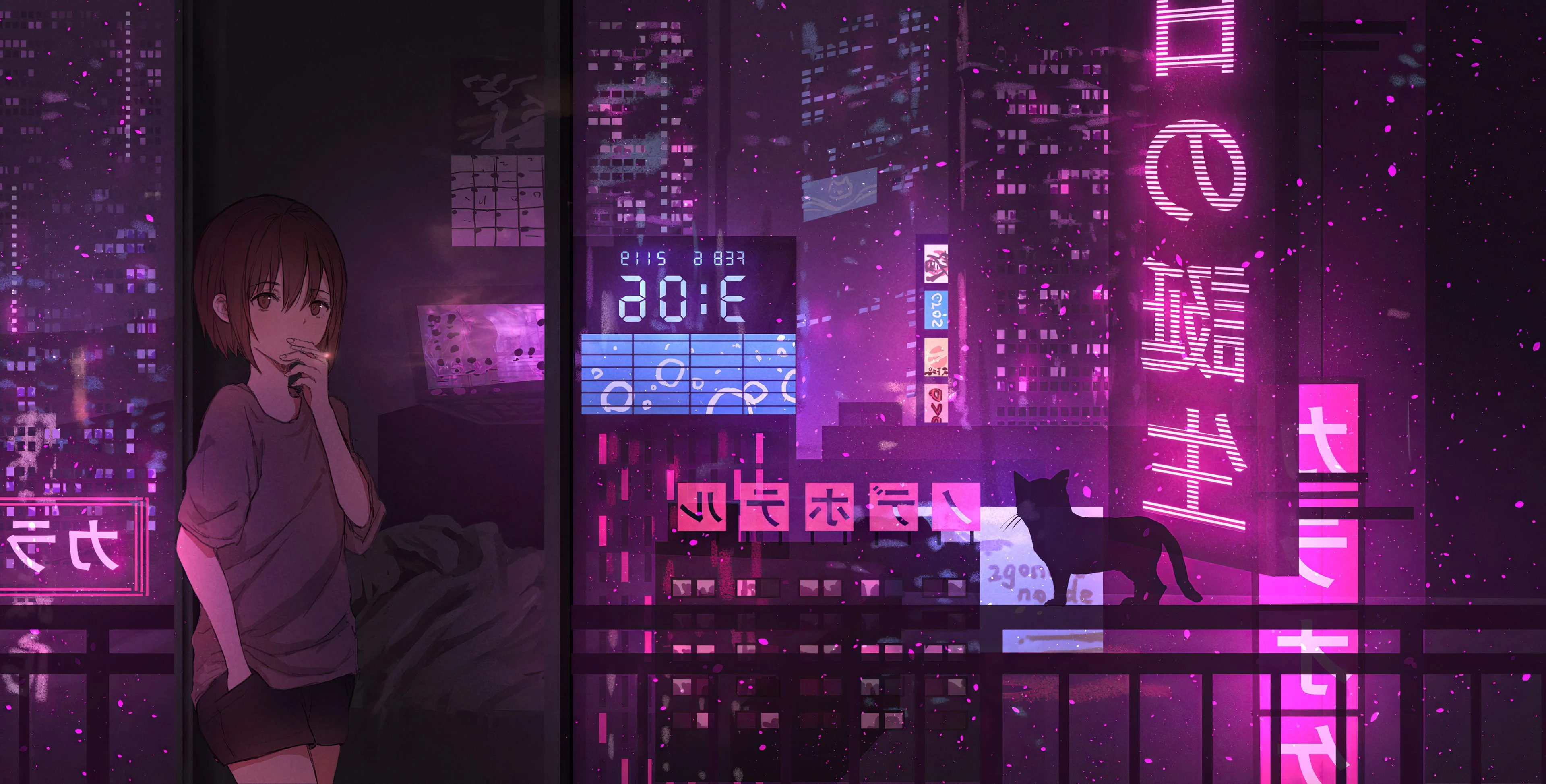 3840x1947 Neon Pink Anime Wallpapers