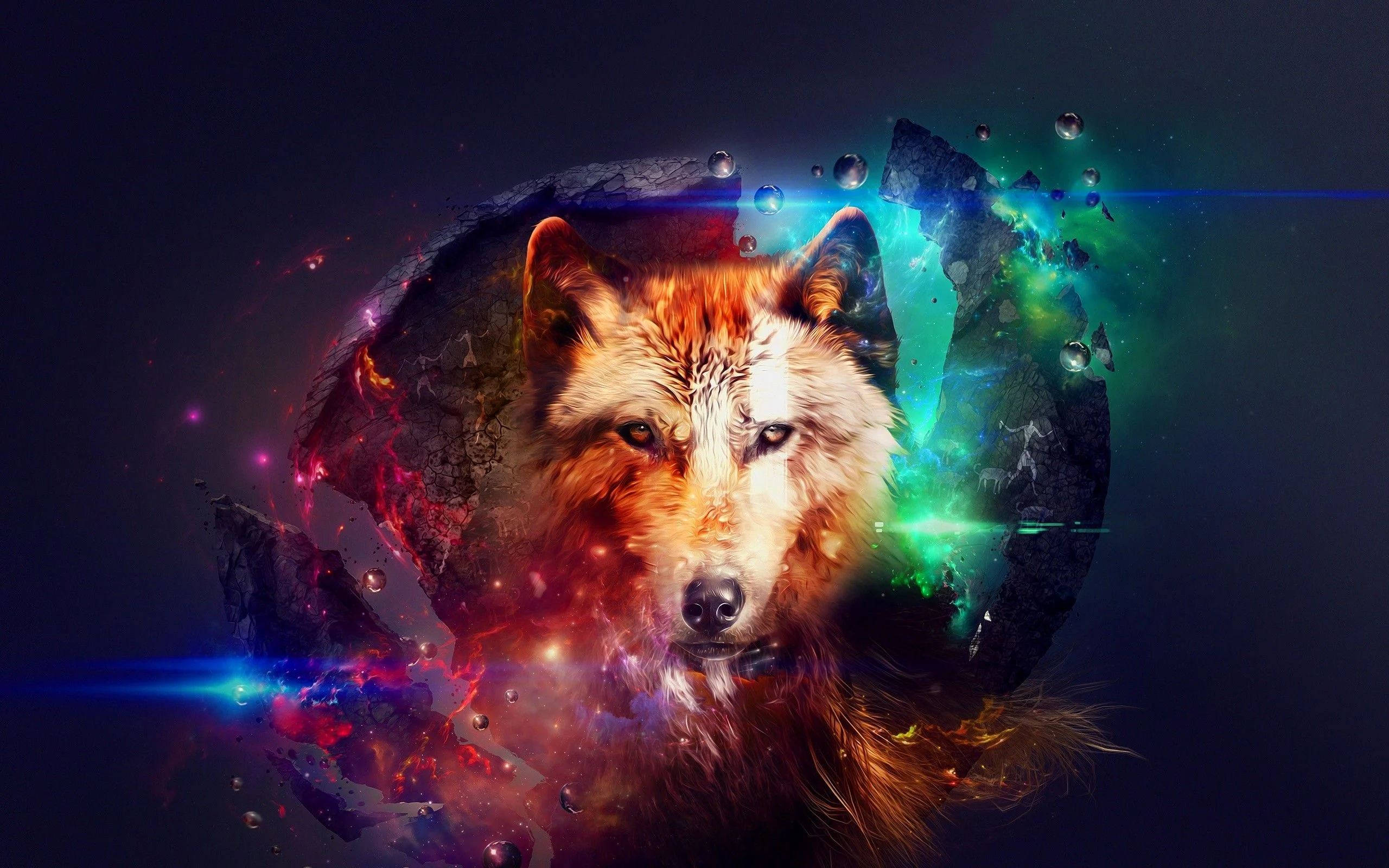 2560x1600 Galaxy Wolf Wallpapers Top Free Galaxy Wolf Backgrounds