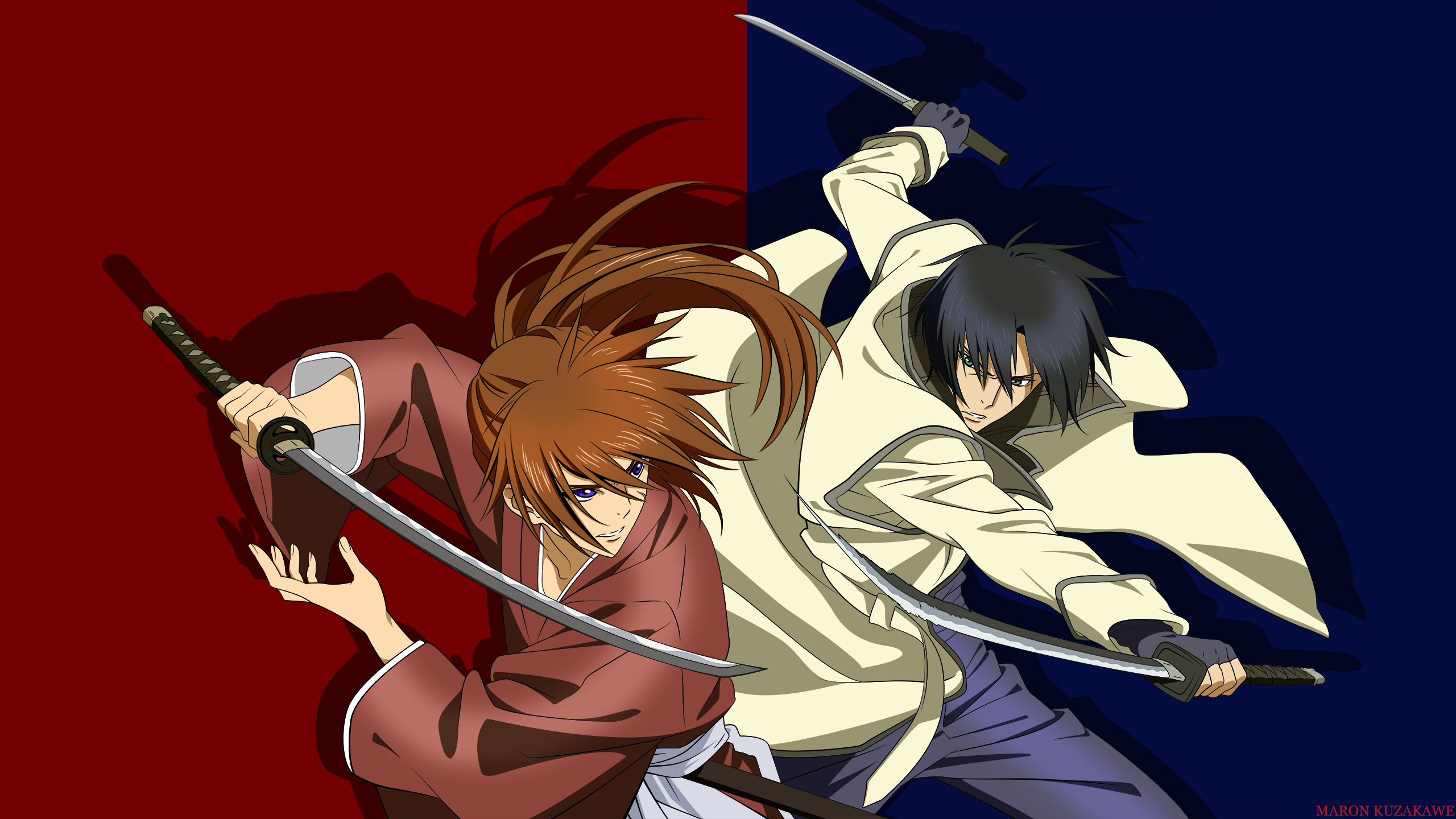 2560x1440 Rurouni Kenshin Wallpaper: Kenshin versus Aoshi Minitoky