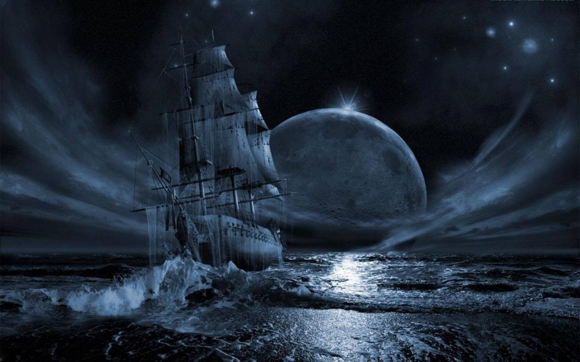 1920x1200 Download Spooky Ghost Pirate Ship Wallpaper