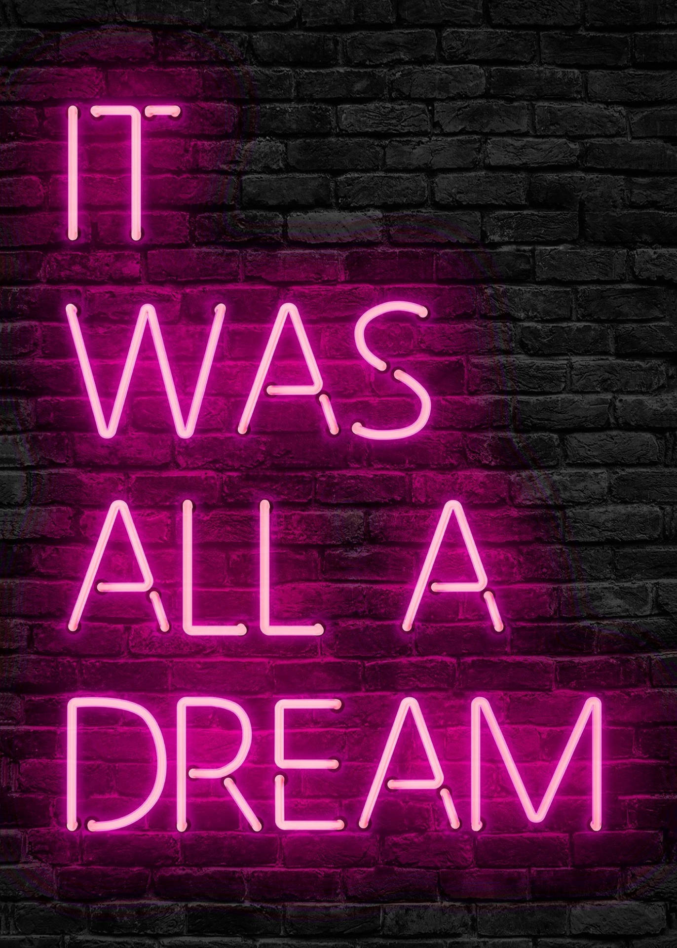 1372x1920 Download Neon Pink Aesthetic Dream Text Wallpaper
