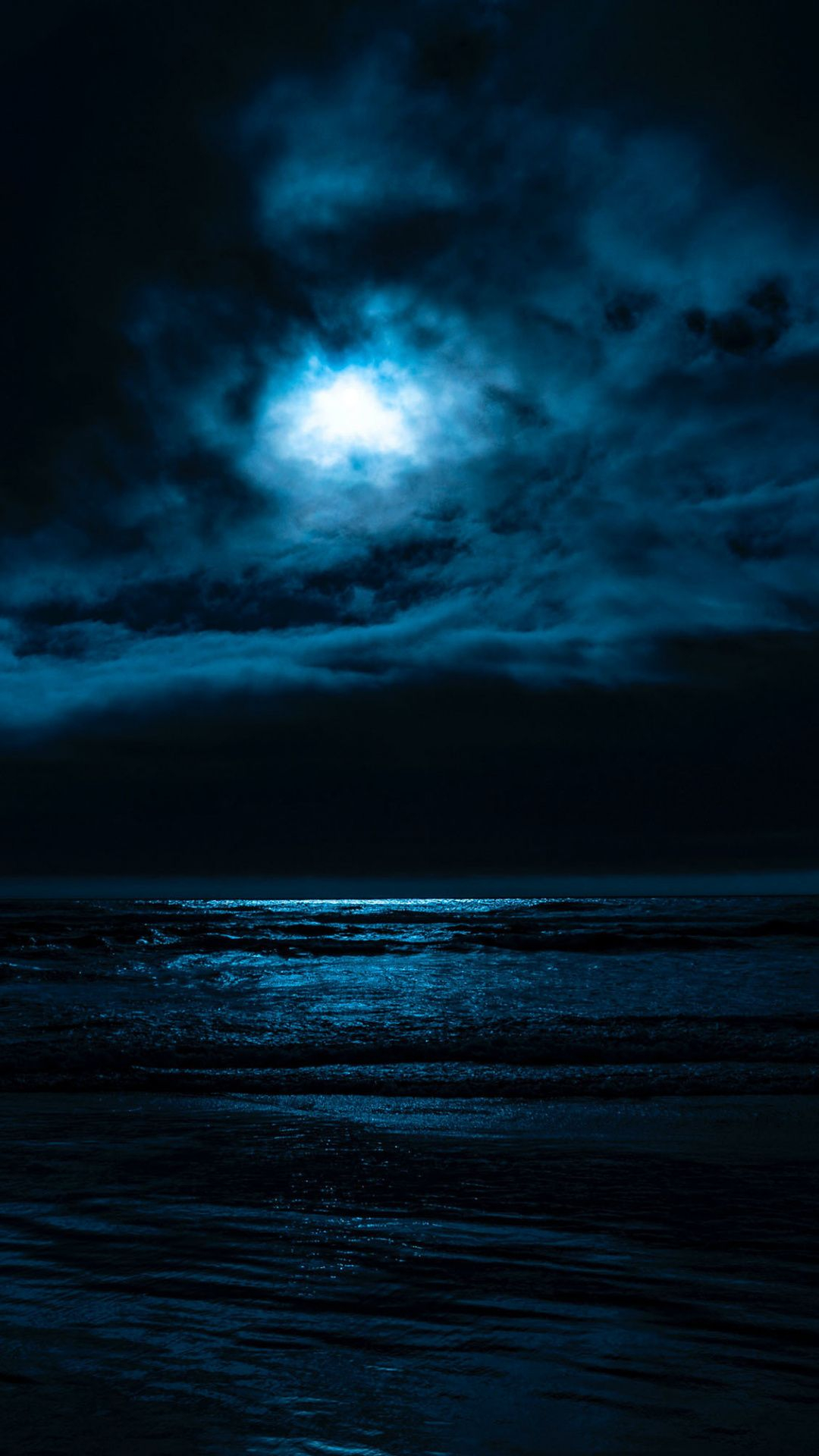 1080x1920 Clouds, moon light, night, sea, dark, wallpaper | Blue aesthetic dark, Ocean wallpaper, Night sea
