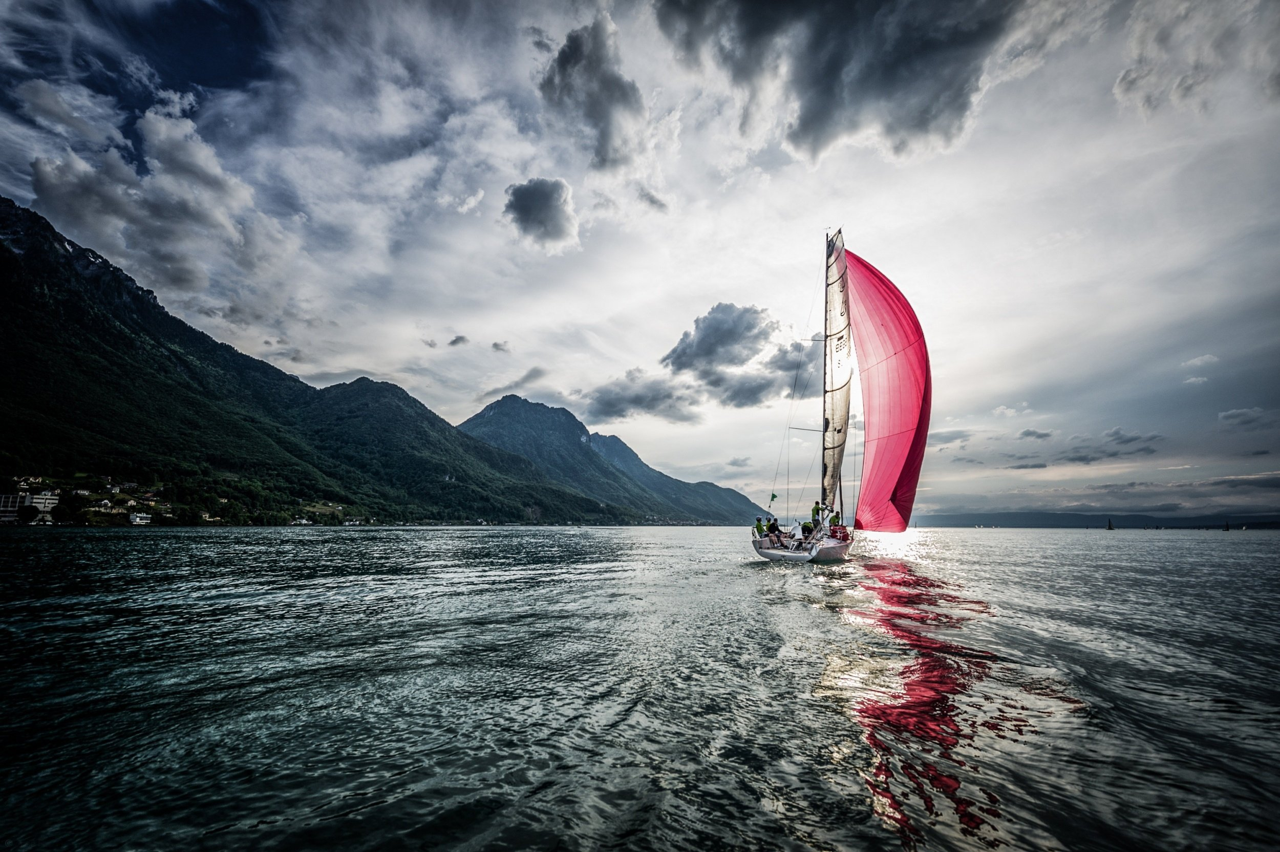 2500x1664 wave, Sail, Scarlet, Boat, Sailing Wallpapers HD / Desktop and Mobile Backgrounds