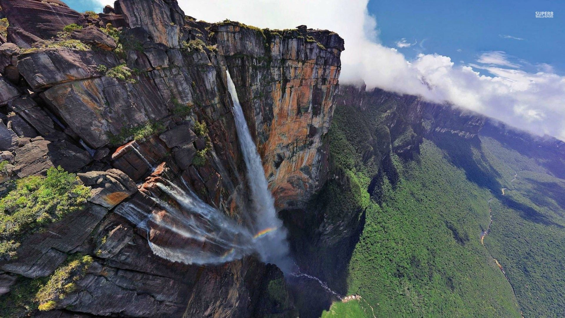1920x1080 Famous Angel Falls Waterfalls in Venezuela South America Wallpaper | HD Photos, Wallpapers, Images | Angel falls venezuela, Waterfall, National parks