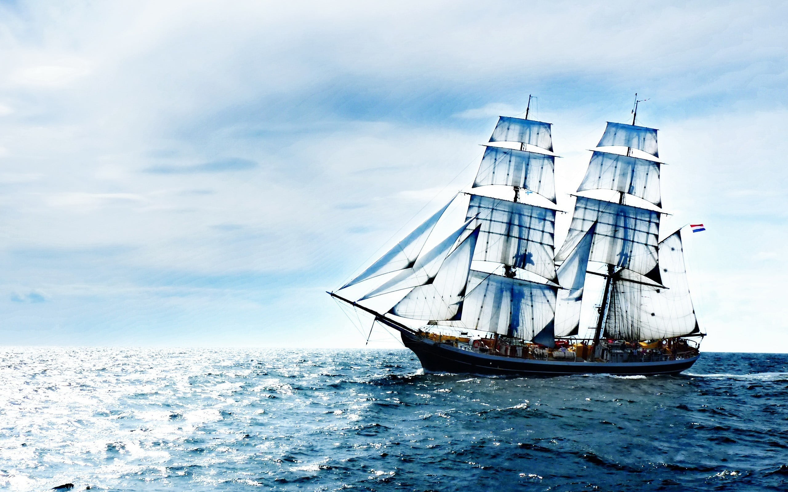 2560x1600 Gray and brown sailing ship, nature, sea, old ship, vehicle HD wallpaper |