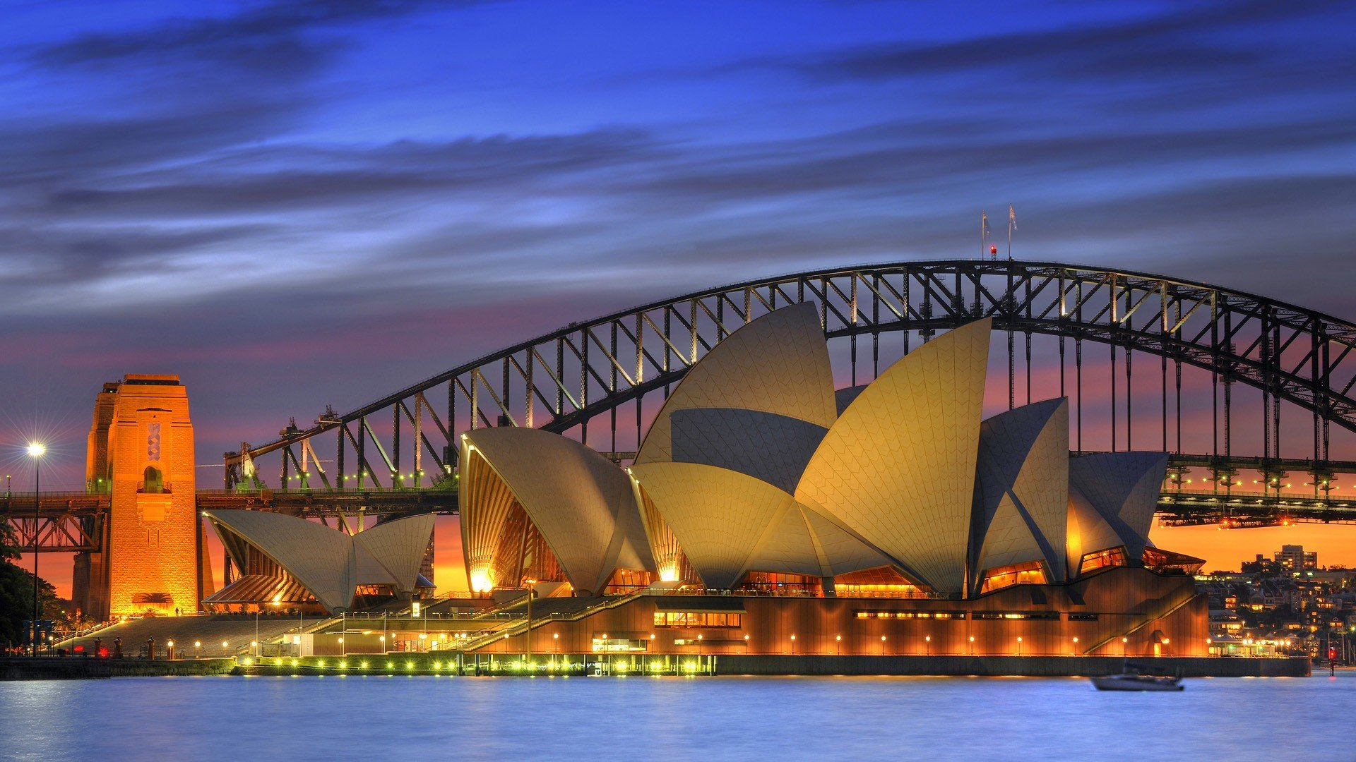1920x1080 Night bridges opera house Australia Harbor Sydney Opera House wallpaper | | 244470