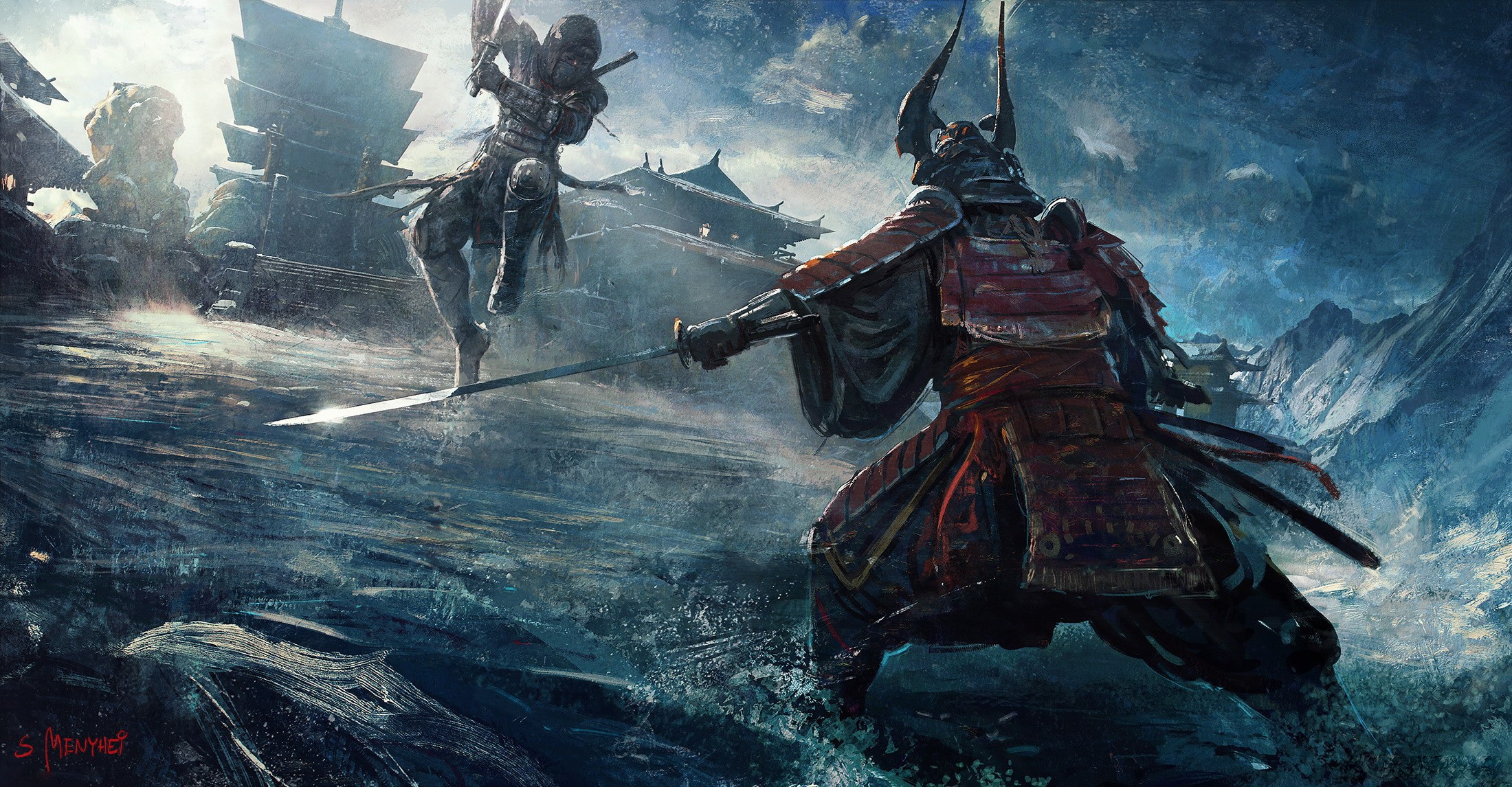 2200x1146 Armor Battle Katana Samurai Warrior Wallpaper Resolution: ID:1158298