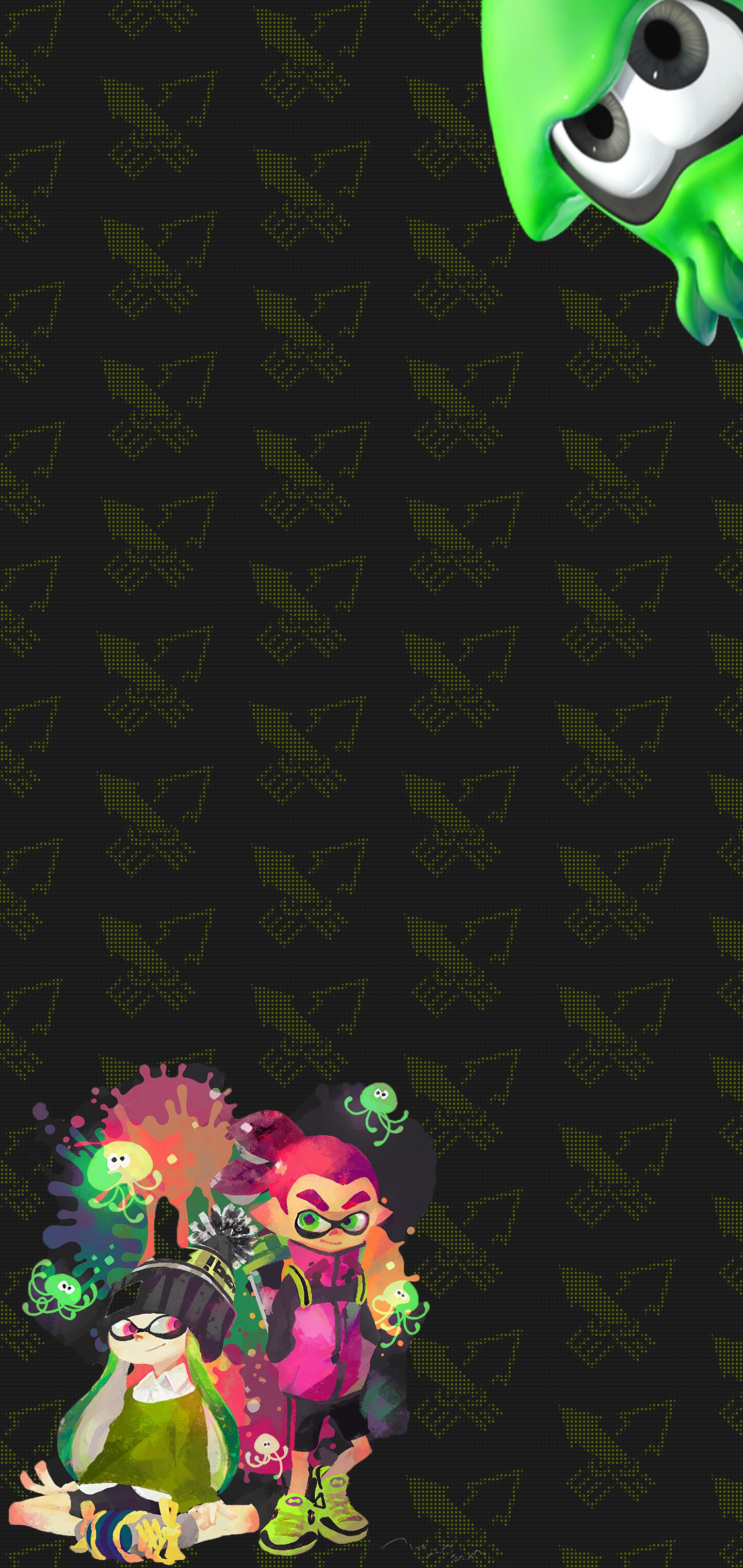 1440x3040 Splatoon Squids by mackwo Galaxy S10 Hole-Punch Wallpaper