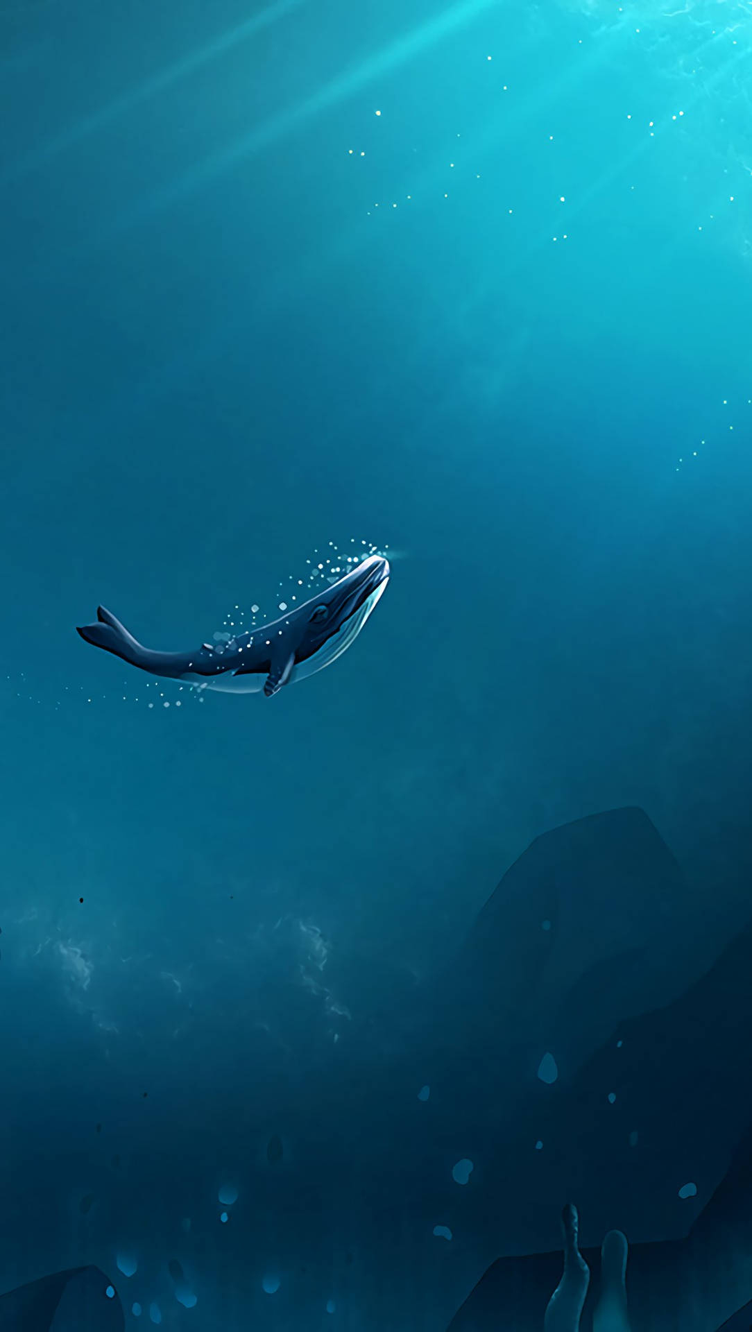 1084x1920 Download Whale Under The Ocean Wallpaper