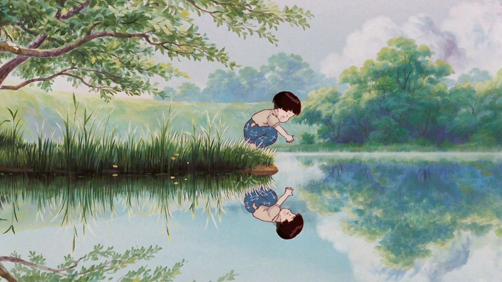 1920x1080 HD wallpaper: Studio Ghibli, Hotaru no Naka, lake, water, plant, tree, reflection | Desktop wallpaper art, Ghibli artwork, Studio ghibli art
