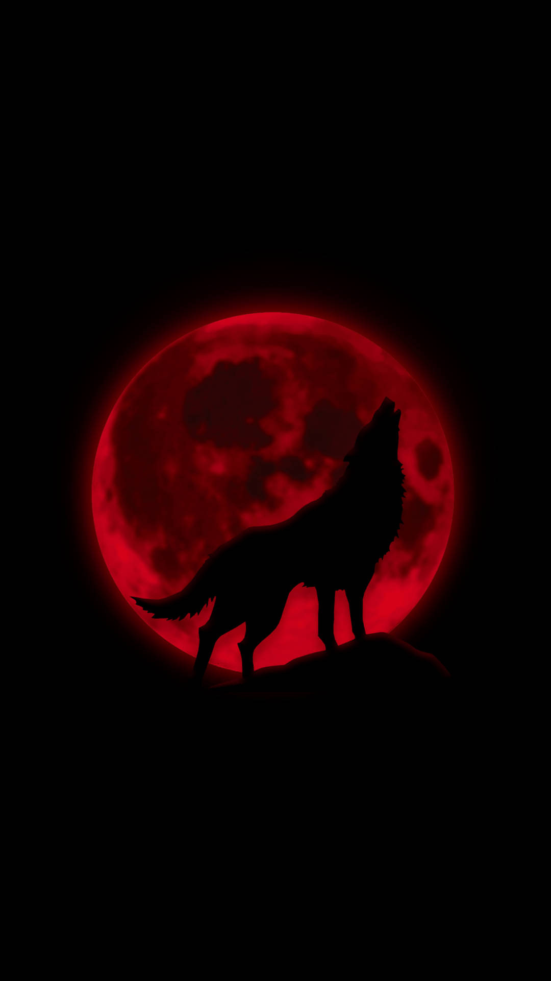 1080x1920 Download Dark Red Wolf Moon Wallpaper