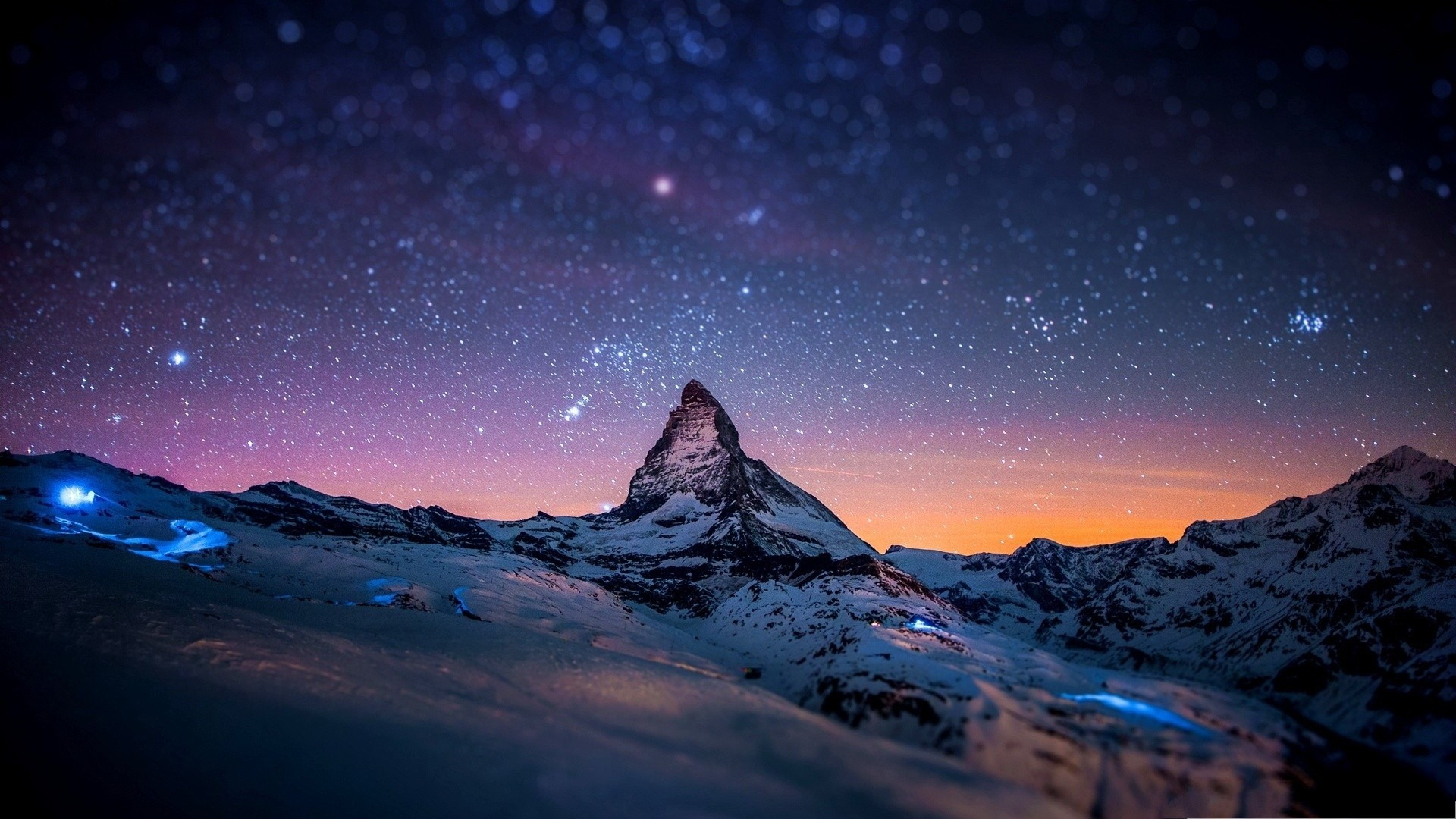 1920x1080 Snowy Winter Night Mountains With Snow Hd Wallpaper For Desk