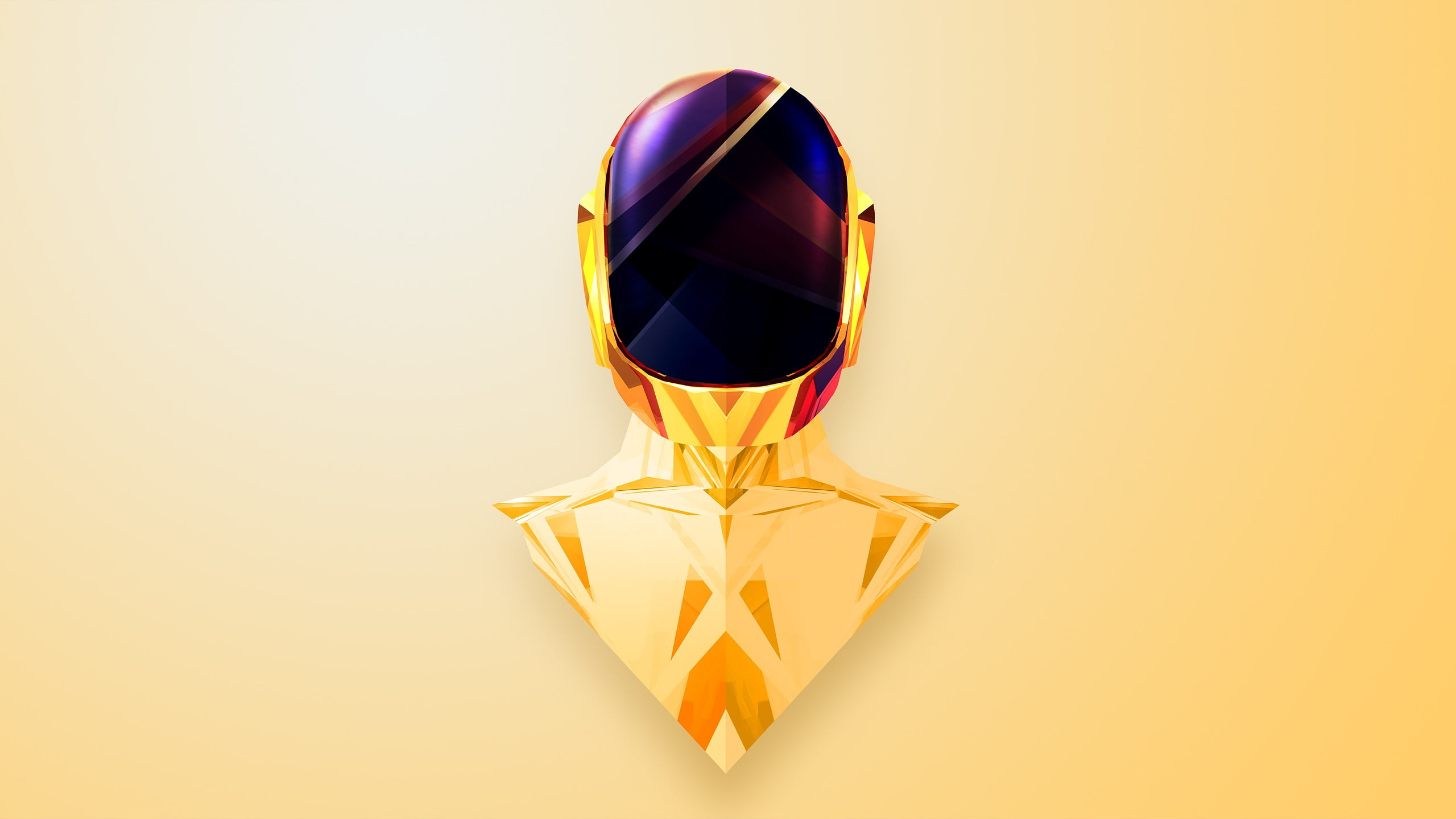 2560x1440 Gold-colored accessory with purple gemstone, abstract, Justin Maller, Daft Punk HD wallpaper