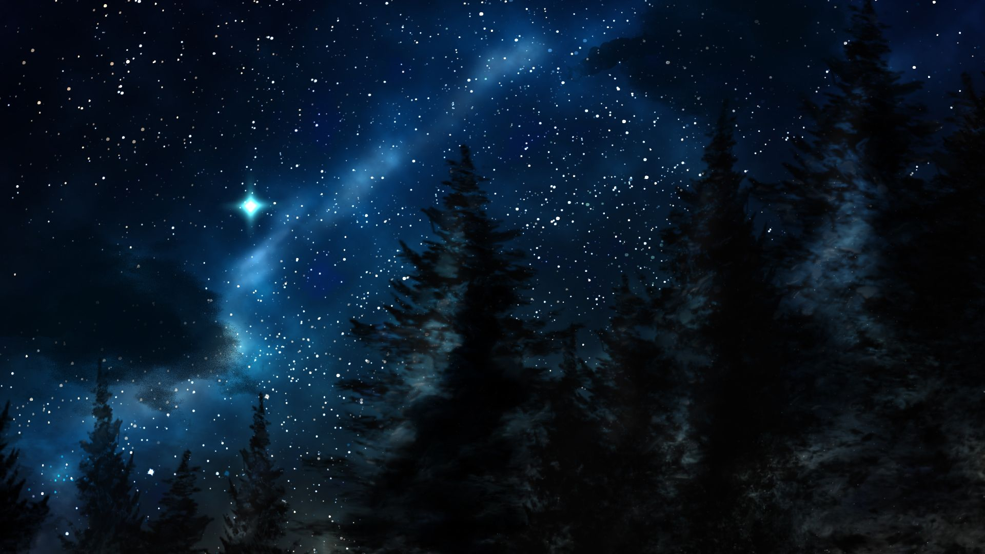 1920x1080 Winter Sky by Vronde | Night sky wallpaper, Winter sky, Night forest