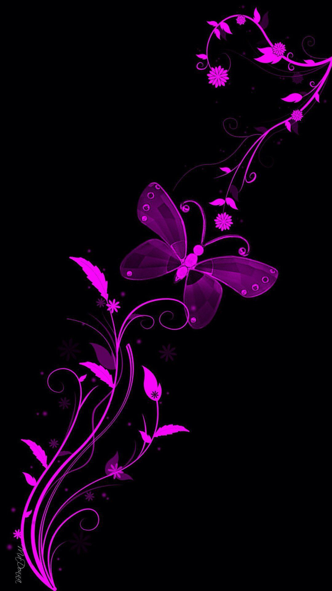 1080x1920 Black and Purple Butterflies Wallpapers