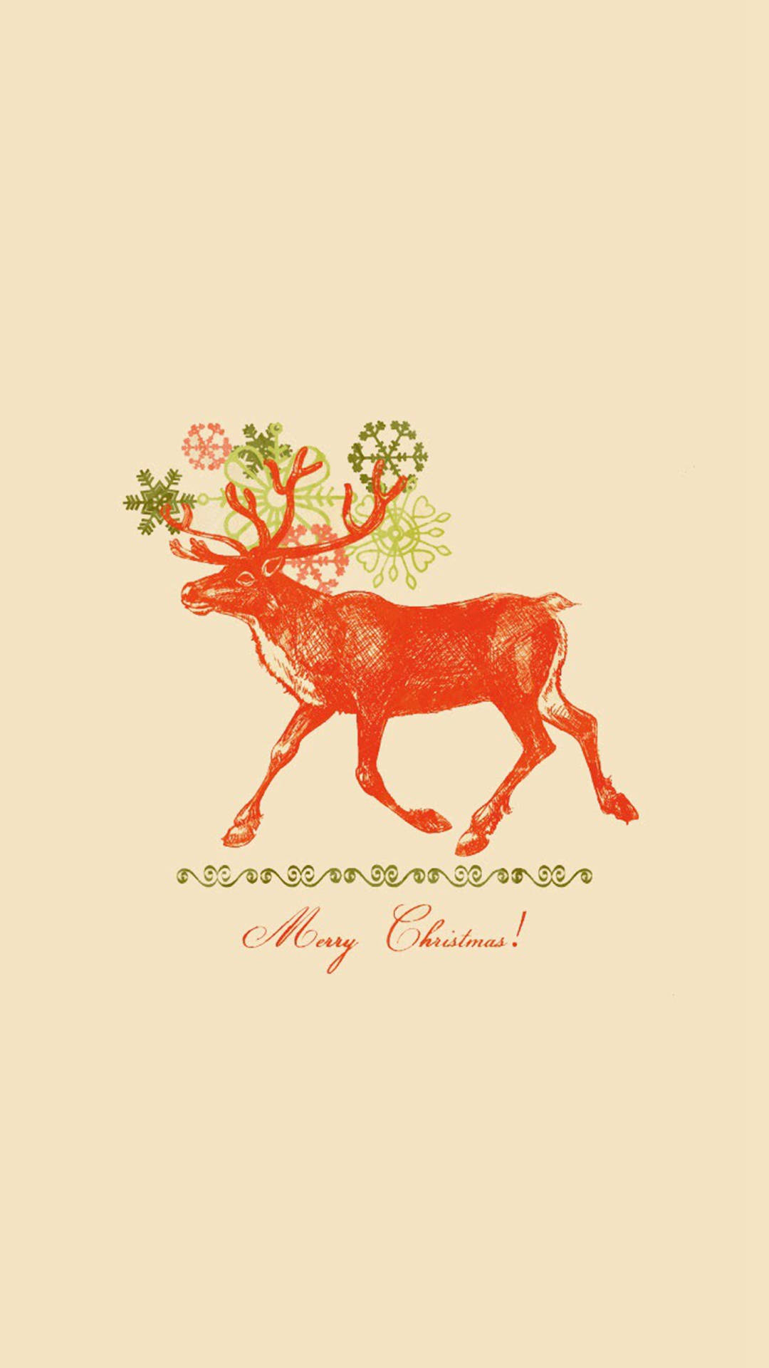 1080x1920 Download Orange Reindeer Christmas Iphone Wallpaper