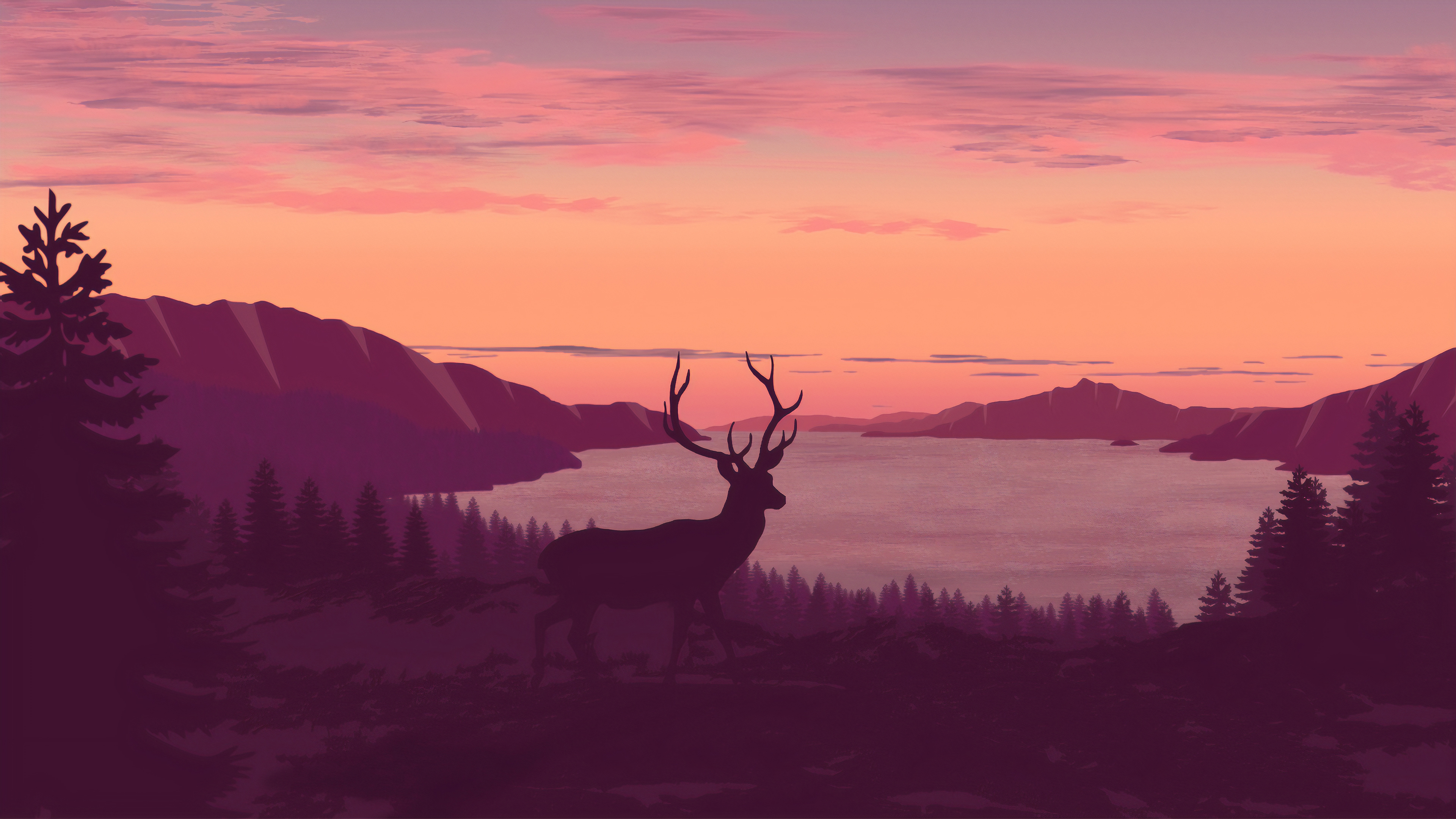 3840x2160 1920x1080 Reindeer Minimalist Call Of Sunset 4k Laptop Full HD 1080P HD 4k Wallpapers, Images, Backgrounds, Photos and Pictures