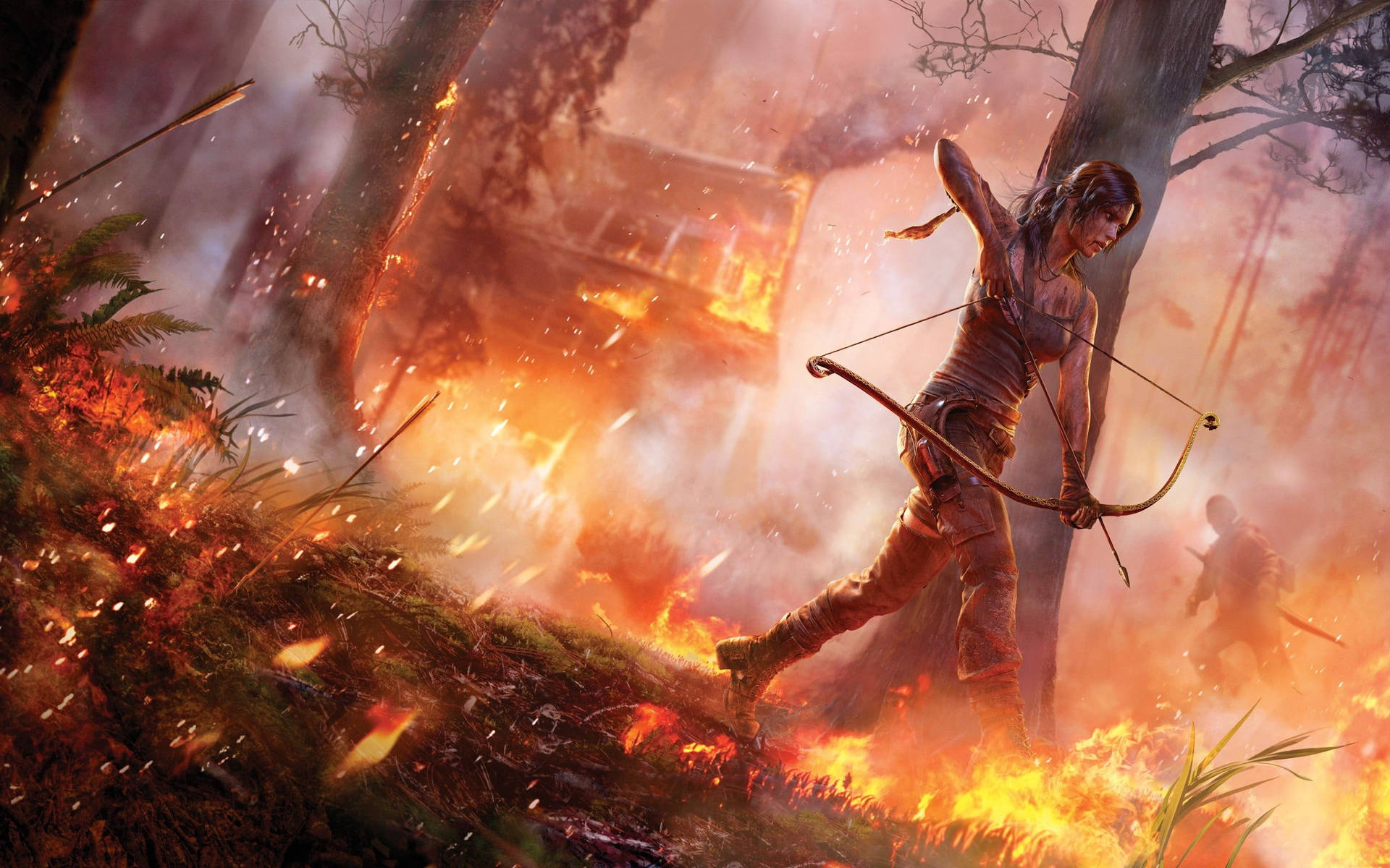 1920x1200 Download Rise Of The Tomb Raider Fiery Forest Wallpaper