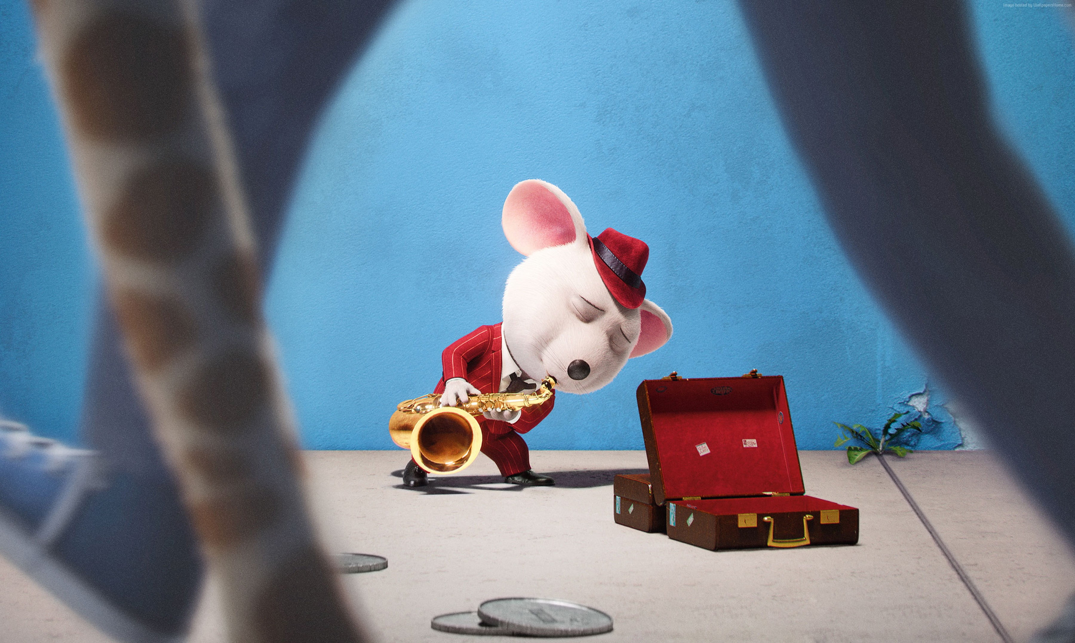 3600x2154 The Sing Character playing saxophone HD wallpaper