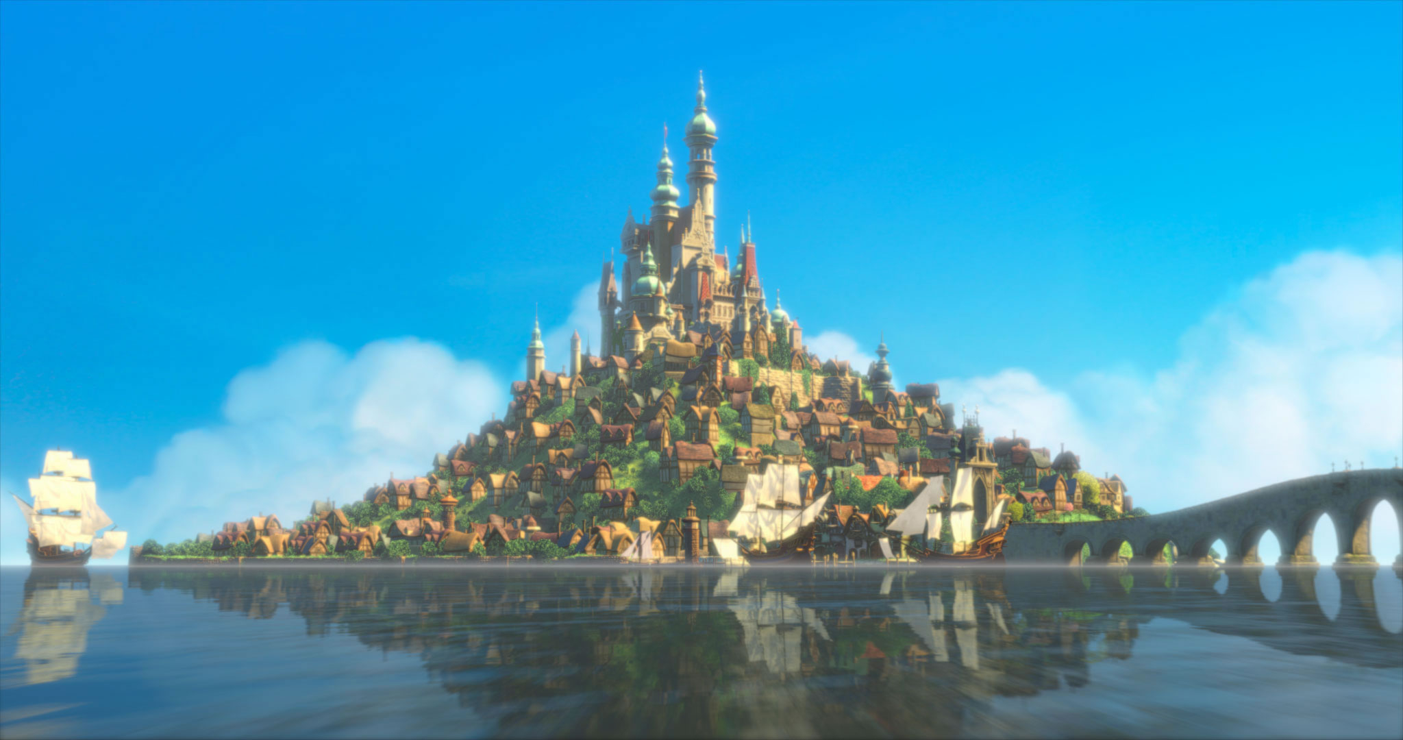 2048x1080 Rapunzel's Castle from Disney's Tangled Desktop Wallpaper