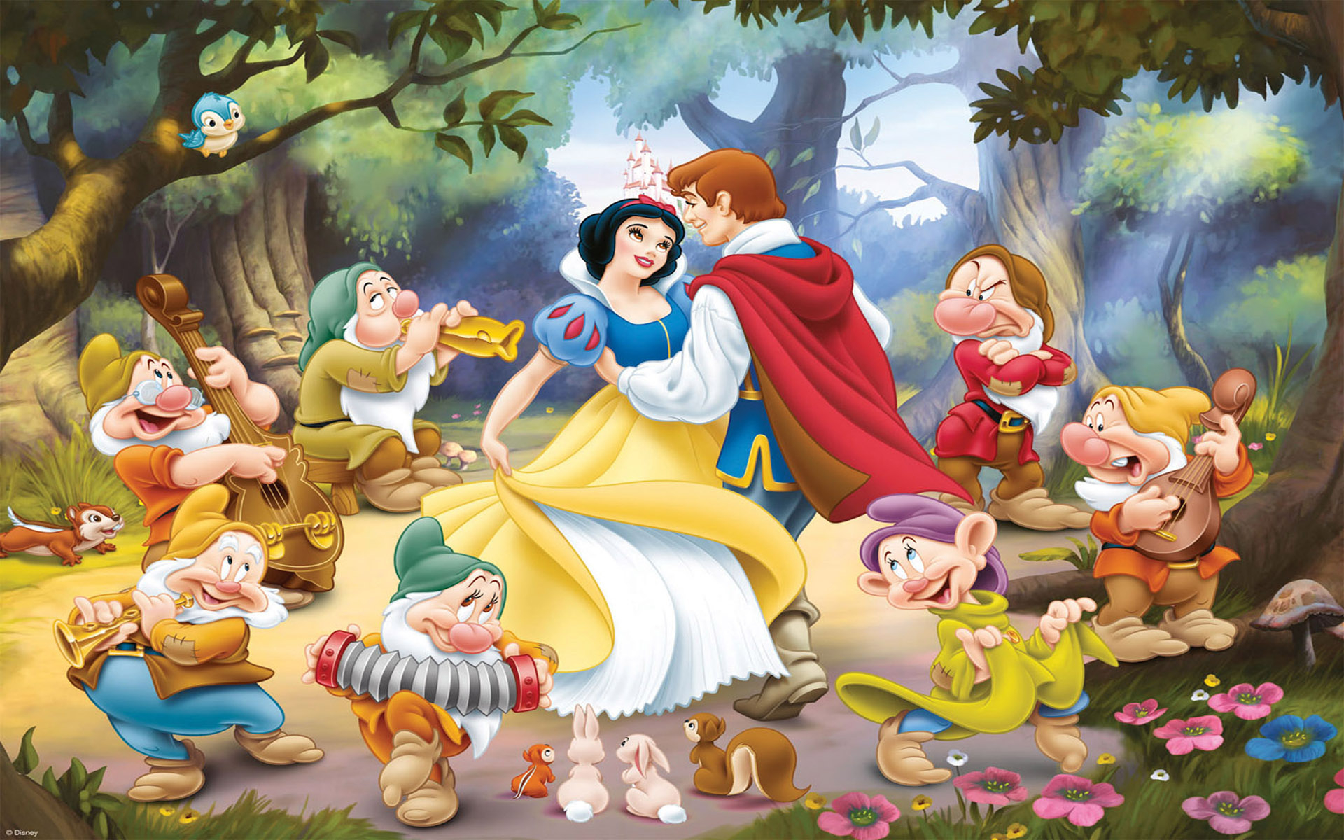 1920x1200 Snow White and- he Seven cartoon Dwarfs Dancing with Prince Charming- wallpaper | | 1403916