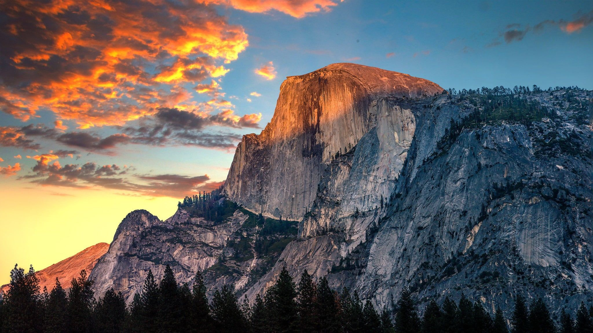 2048x1152 nature #mountains #cliff #rock #sunset Yosemite National Park orange sky #California #1080P #wallpaper #hdwallpaper #desktop | National parks, Mountains, Yosemite