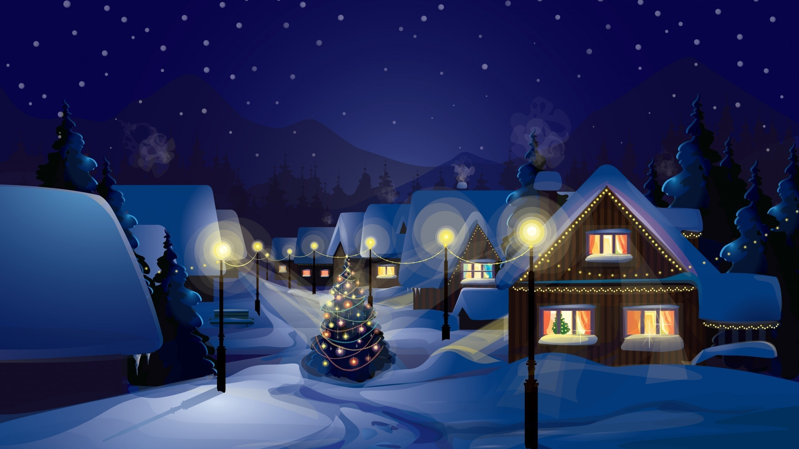 2560x1440 Christmas Village Background (50+ pictures