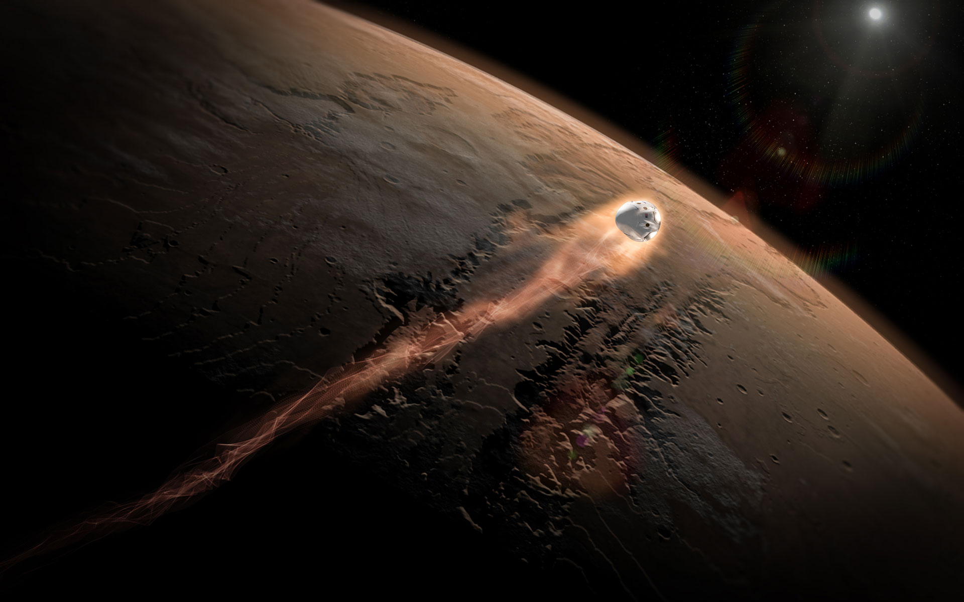 1920x1200 SpaceX's Dragon Enters Mars' Atmosphere Wallpaper | Space
