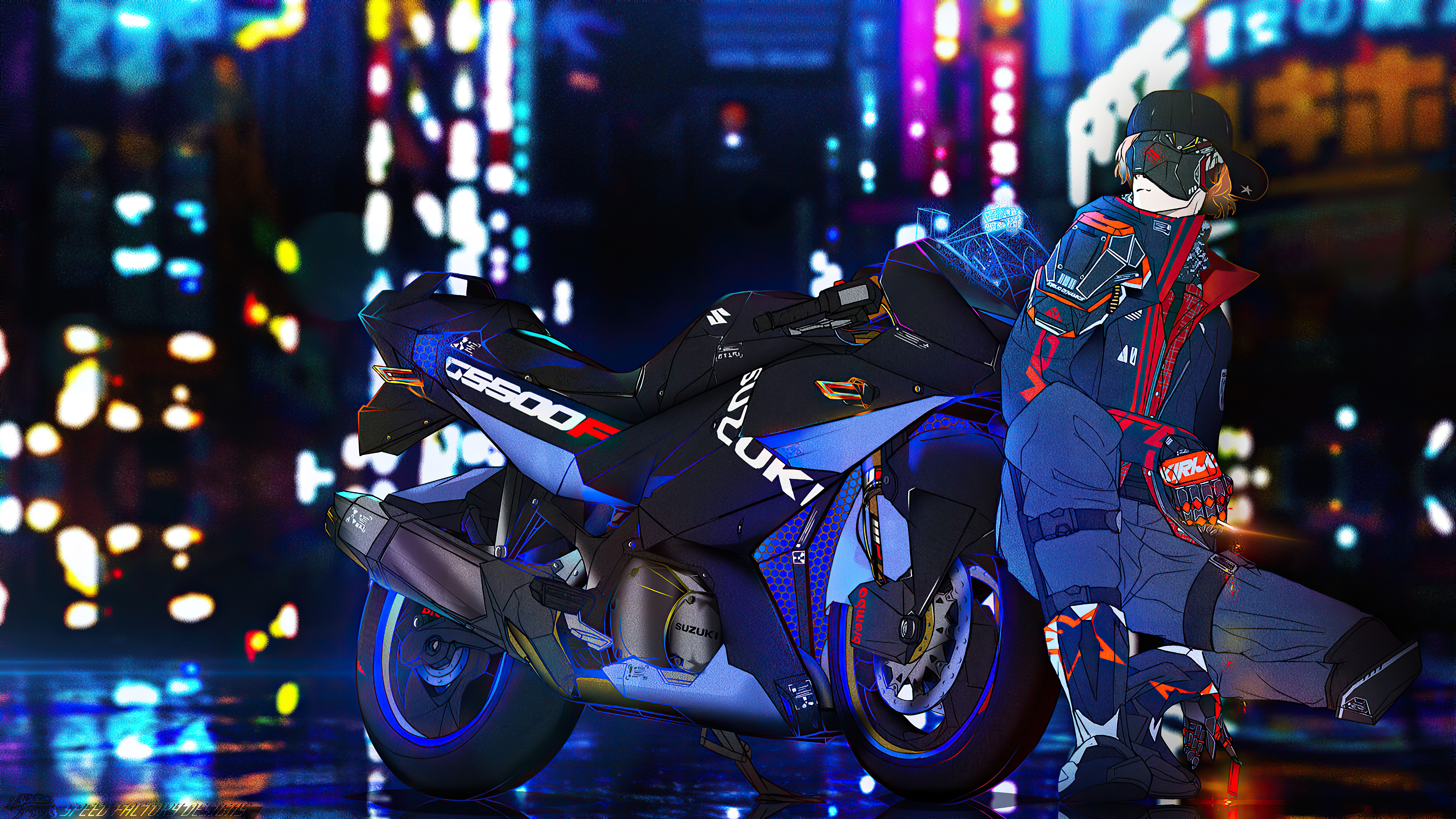3840x2160 Suzuki Gs500f Bike Cyberpunk Boy, HD Artist, 4k Wallpapers, Images, Backgrounds, Photos and Pictures