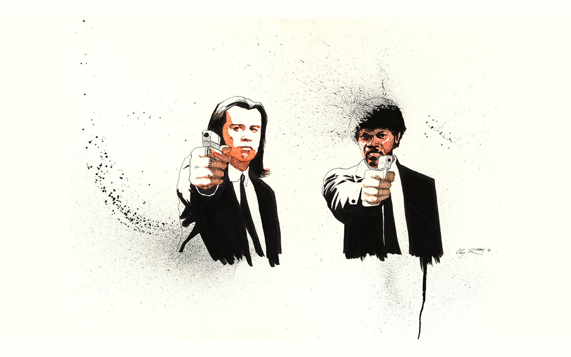 1920x1200 Men's black suit jacket painting, Pulp Fiction, fan art, Quentin Tarantino, movies HD wallpaper