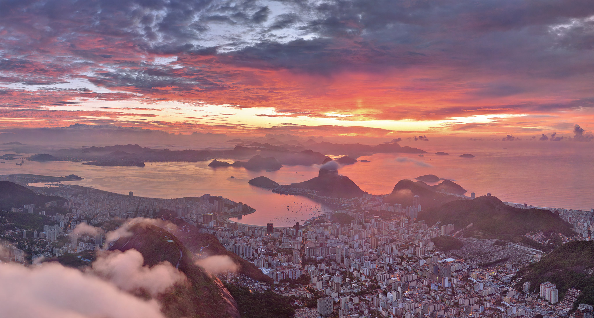 2048x1098 Amazing View Of Rio De Janeiro During Sunset, HD World, 4k Wallpapers, Images, Backgrounds, Photos and Pictures